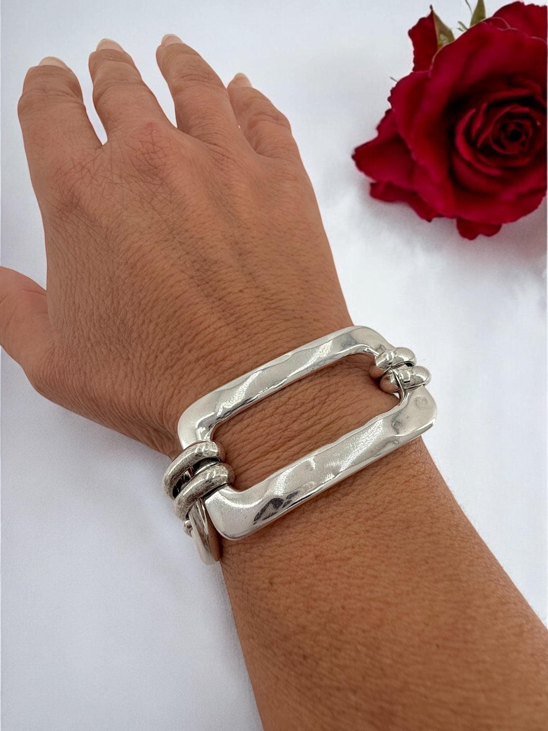 Chunky chain bracelet with extender – bold adjustable design for all wrist sizes, , big link design bracelet