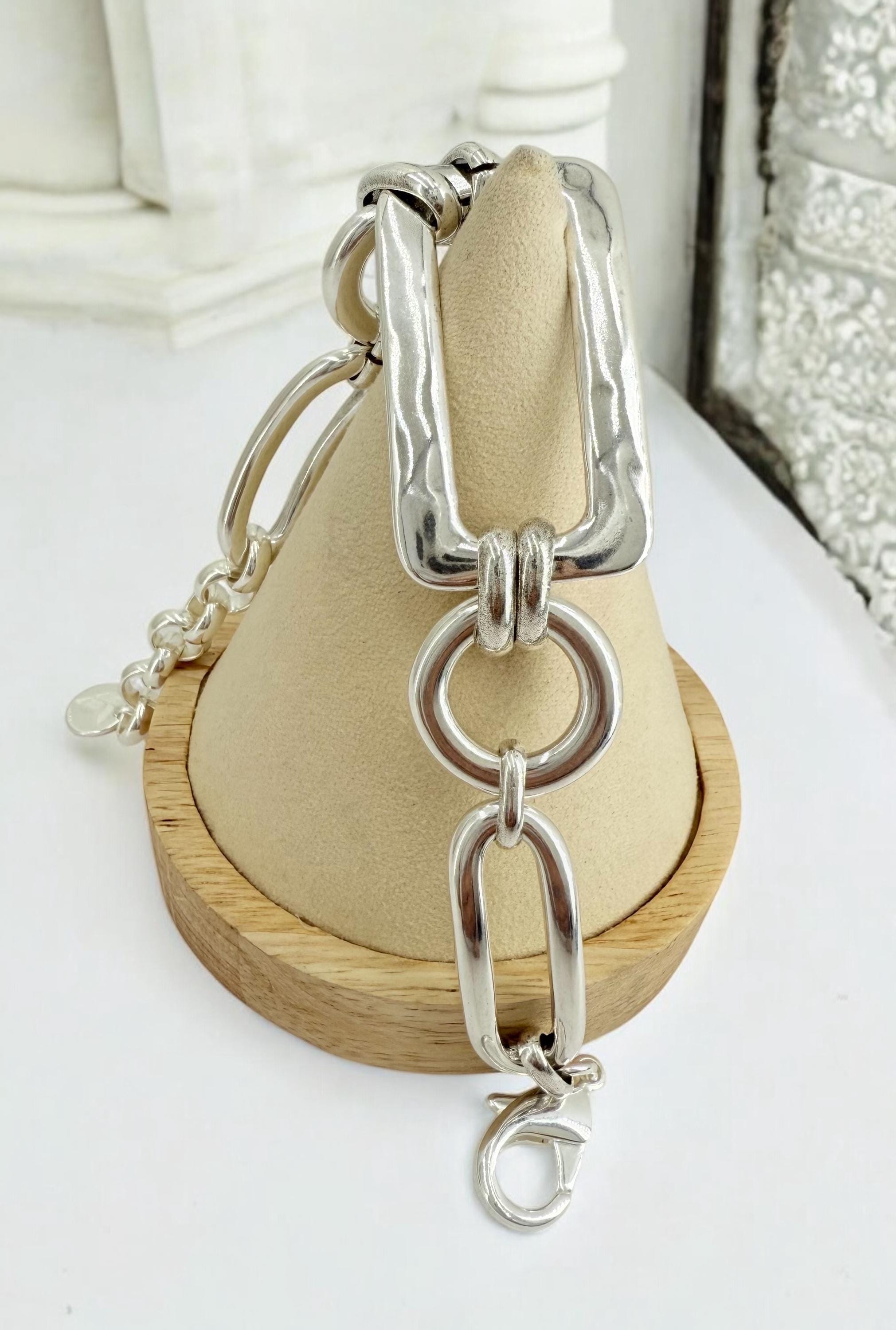 Chunky chain bracelet with extender – bold adjustable design for all wrist sizes, , big link design bracelet