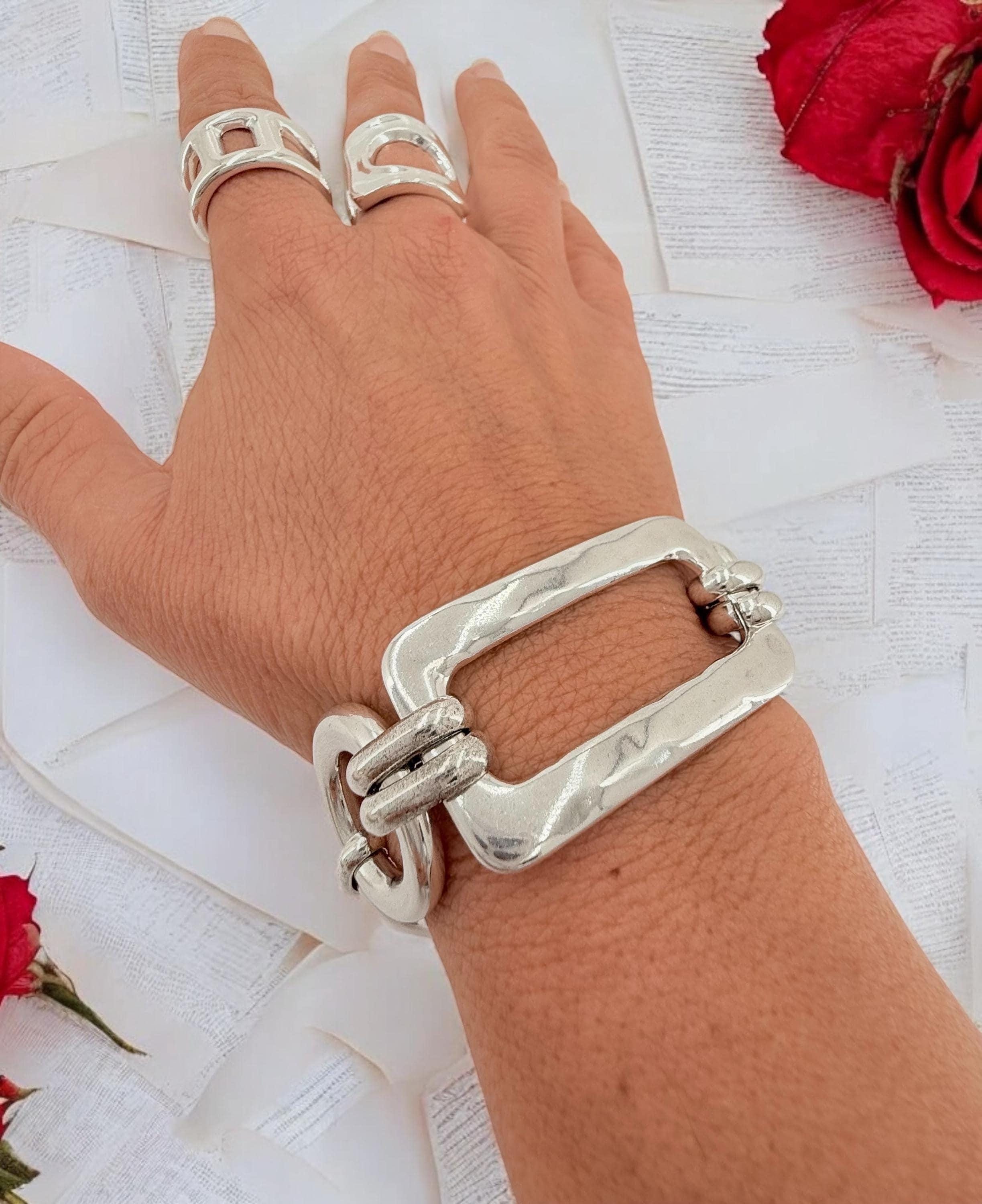 Chunky chain bracelet with extender – bold adjustable design for all wrist sizes, , big link design bracelet