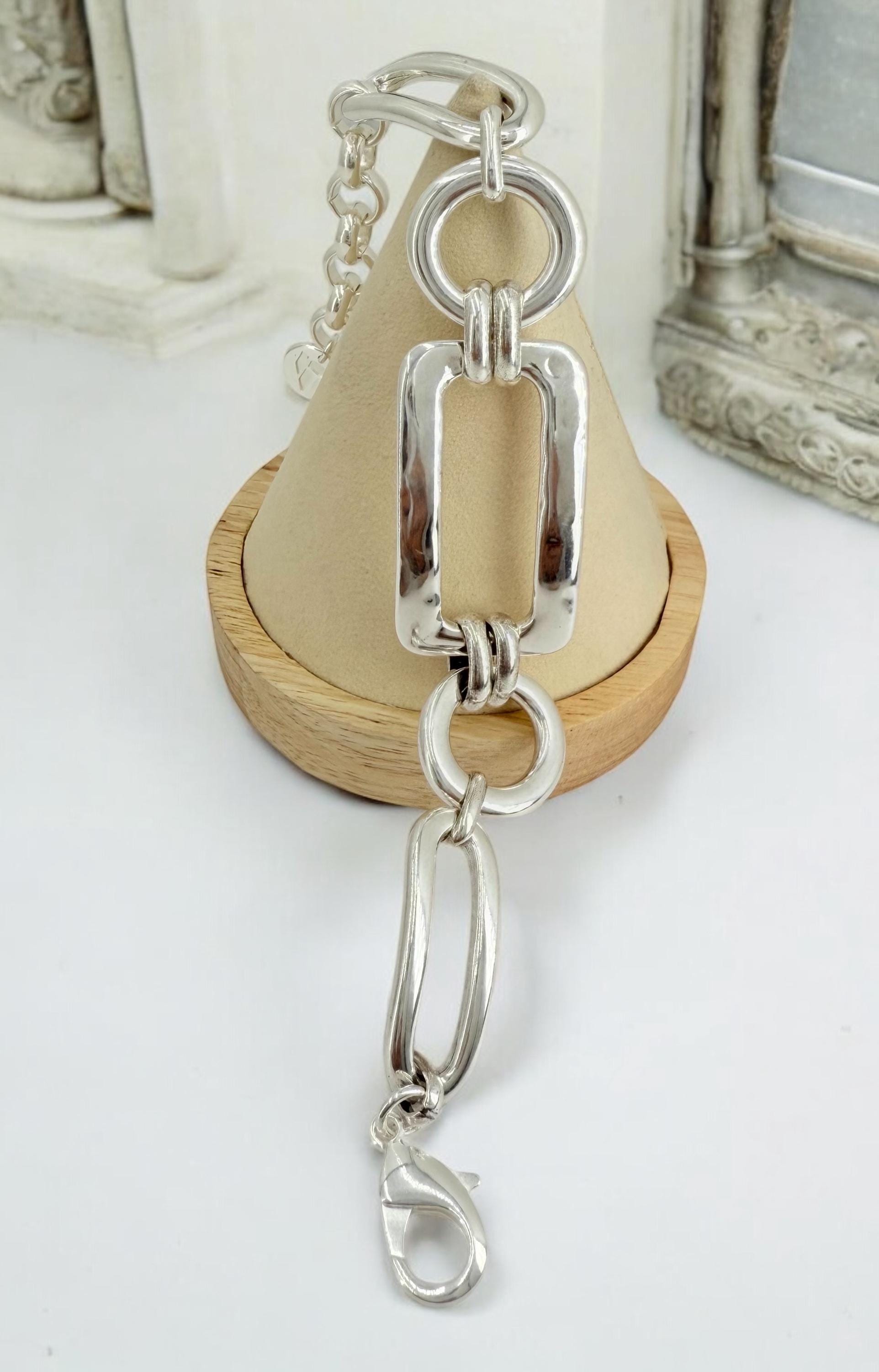 Chunky chain bracelet with extender – bold adjustable design for all wrist sizes, , big link design bracelet