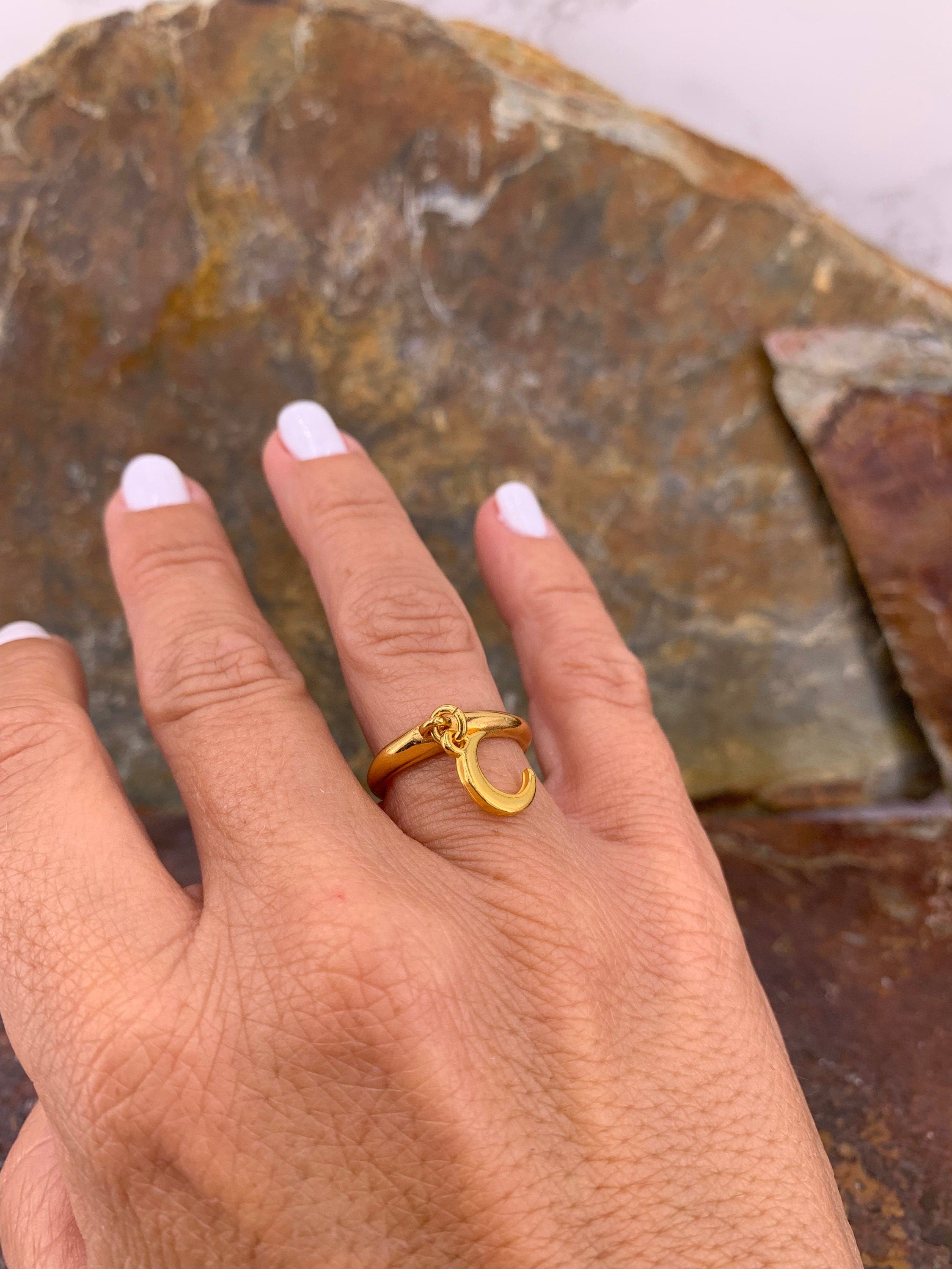 Pampille ring, moon Charm ring, boho silver ring, boho gold ring, in love silver ring, statement ring, bohemian ring,  style