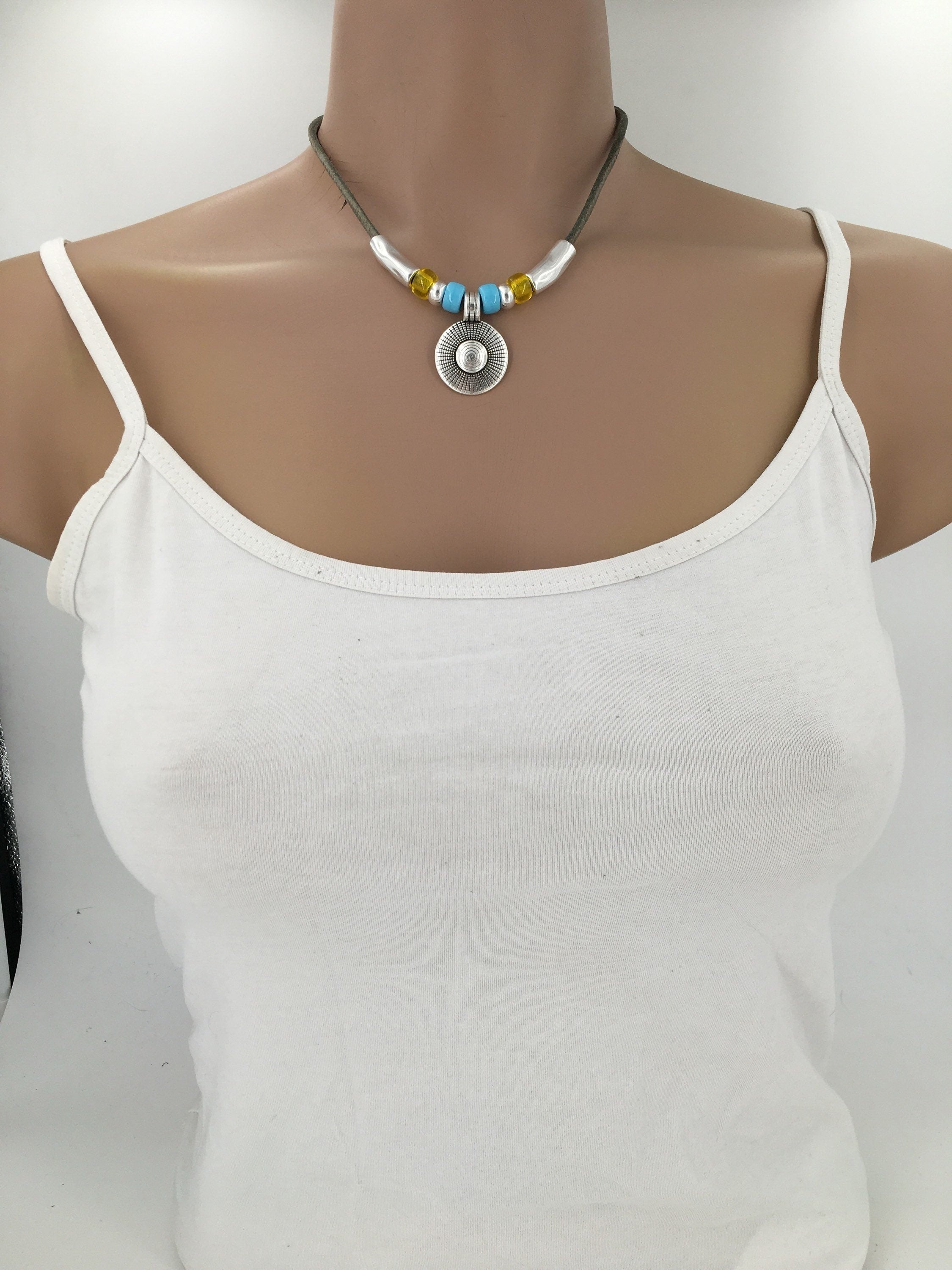 Boho leather necklace, tribal leather necklace, hippie choker, leather jewelry, bohemian jewelry, everyday jewelry, ethnic necklace, gift