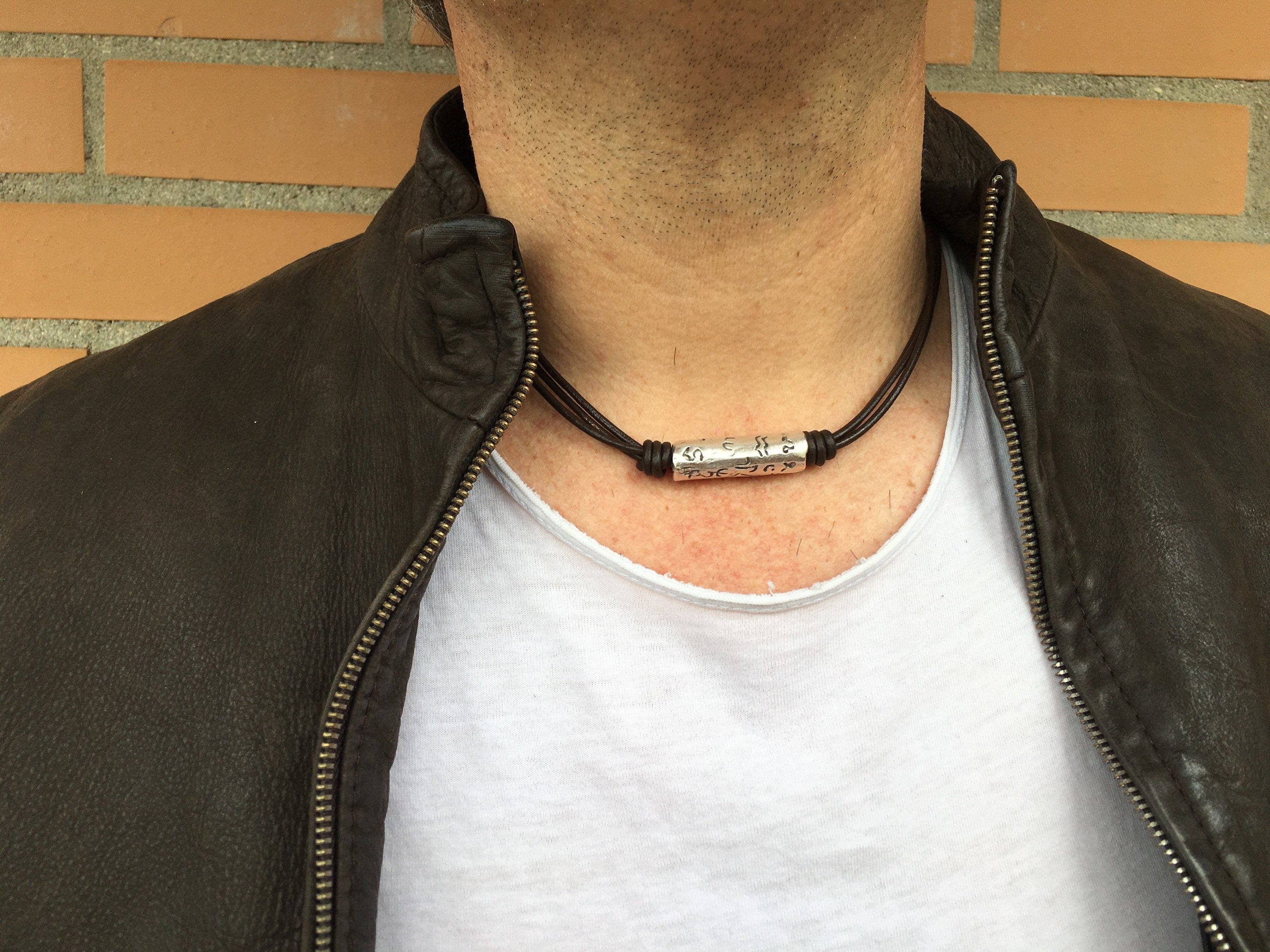 Genuine leather cord necklace for men, masculine and virile leather necklace, men’s necklace, leather necklace, boho man necklace