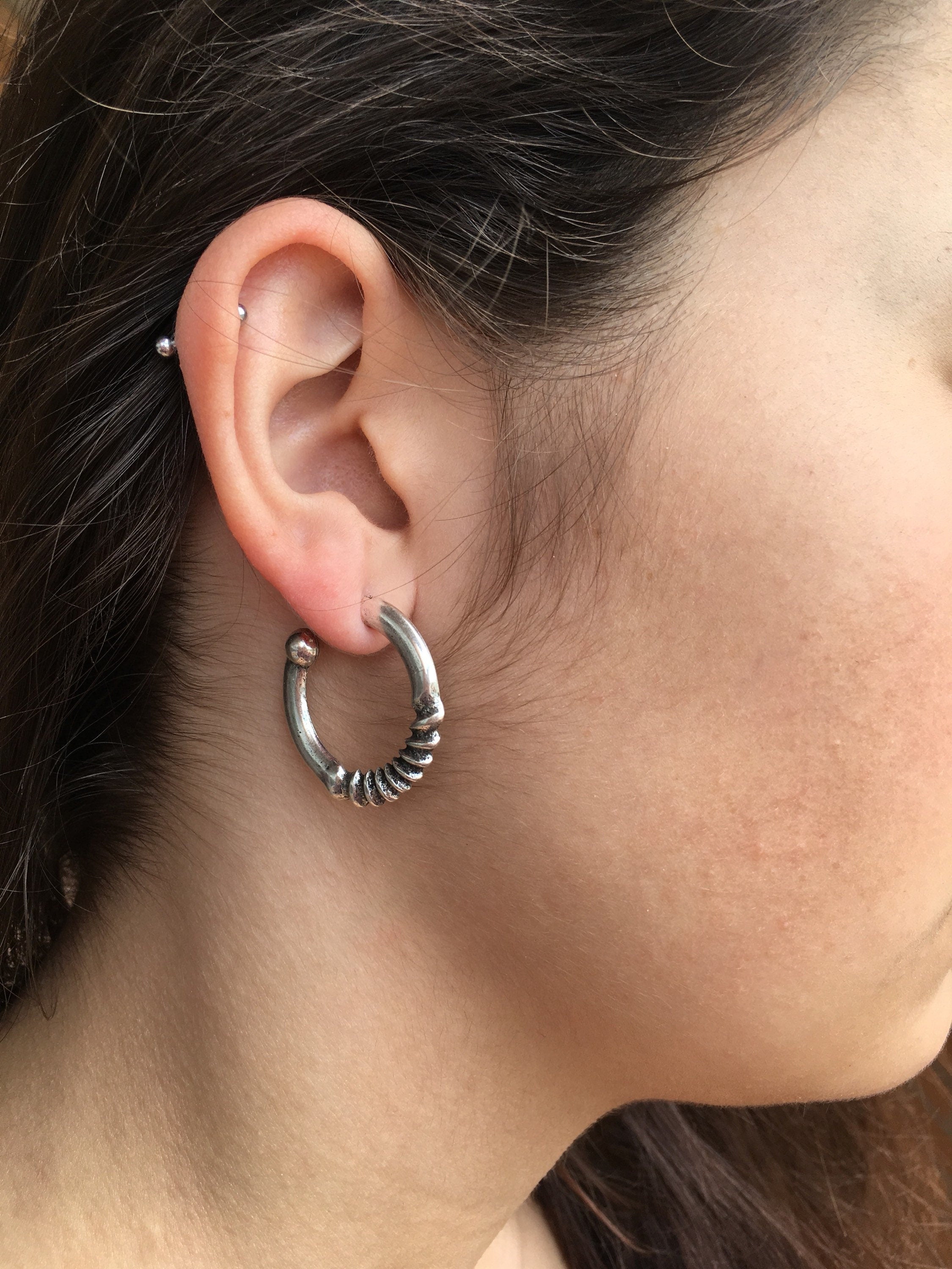 Silver engraved hoop earrings, old silver hoop earrings, vintage hoops, big hoops, chunky hoops, bohemian hoops, tribal hoops, dropped hoops