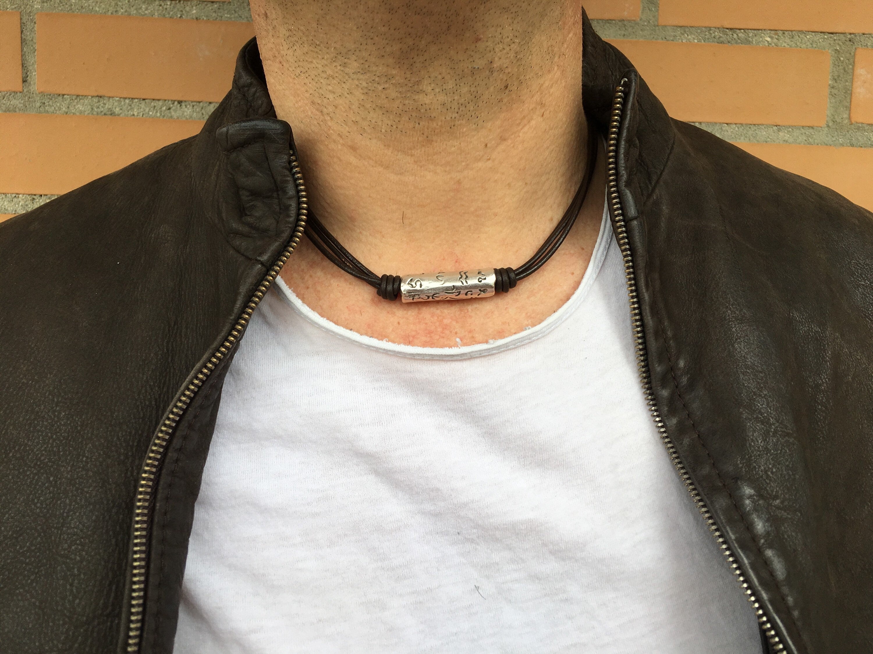 Genuine leather cord necklace for men, masculine and virile leather necklace, men’s necklace, leather necklace, boho man necklace