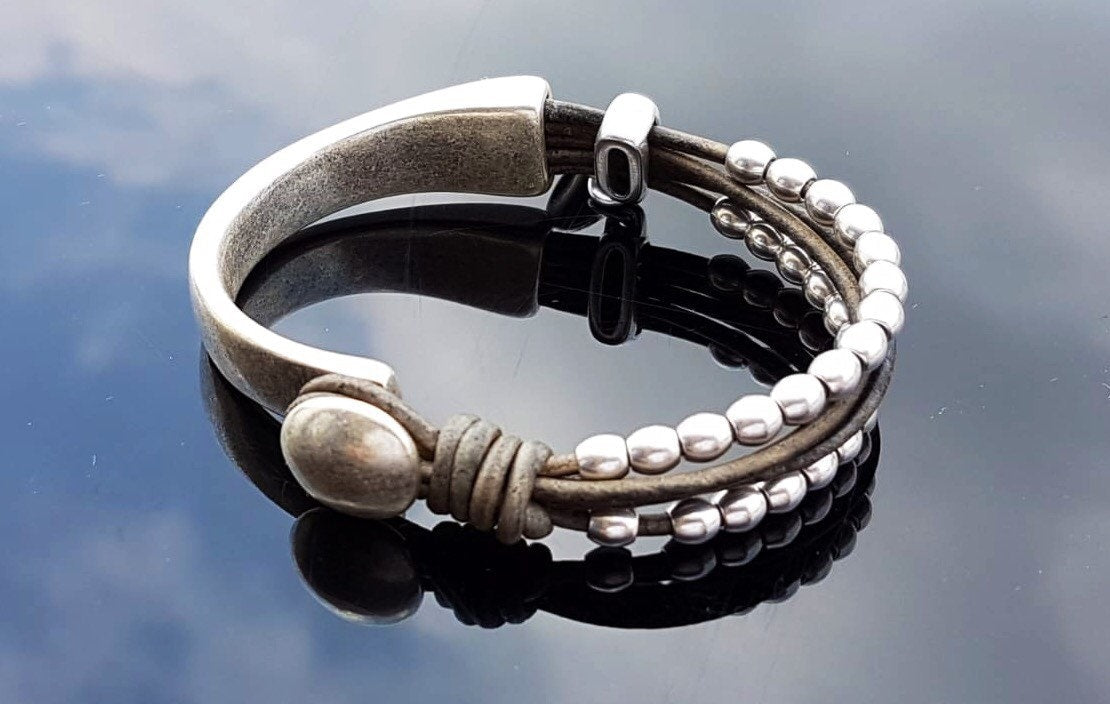 Bracelet, wrap bracelet, boho bracelet, silver bracelet, leather , rock bracelet, woman bracelet,