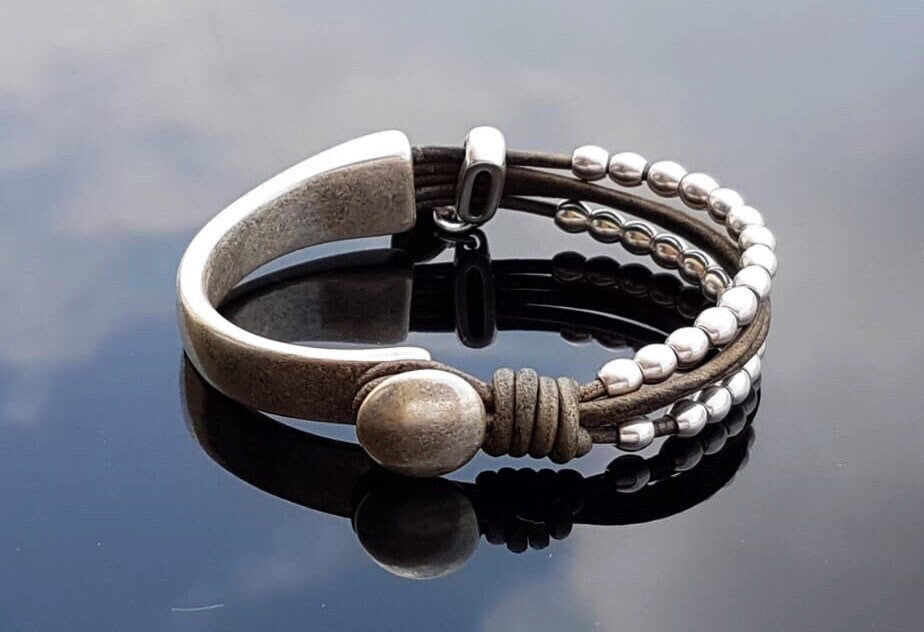 Bracelet, wrap bracelet, boho bracelet, silver bracelet, leather , rock bracelet, woman bracelet,