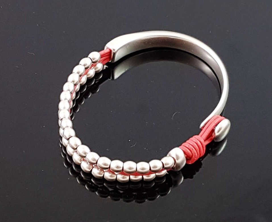 Pulsera mujer cuero boho, pulsera wrap, boho, pulsera cuentas plata, pulsera cuero, pulsera medio cuf, Jewe,