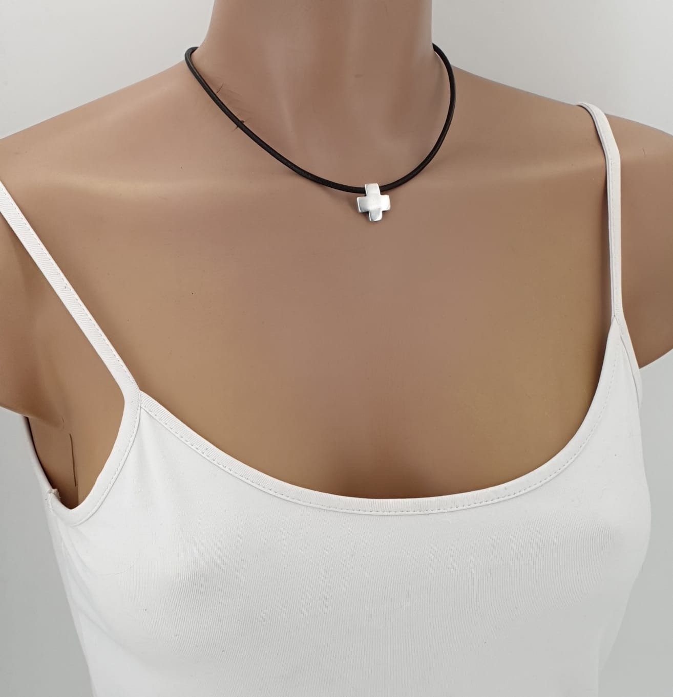 minimalist choker, cross pendant choker, leather choker, gothic choker, boho choker, rock style choker,  style, punk choker, gift