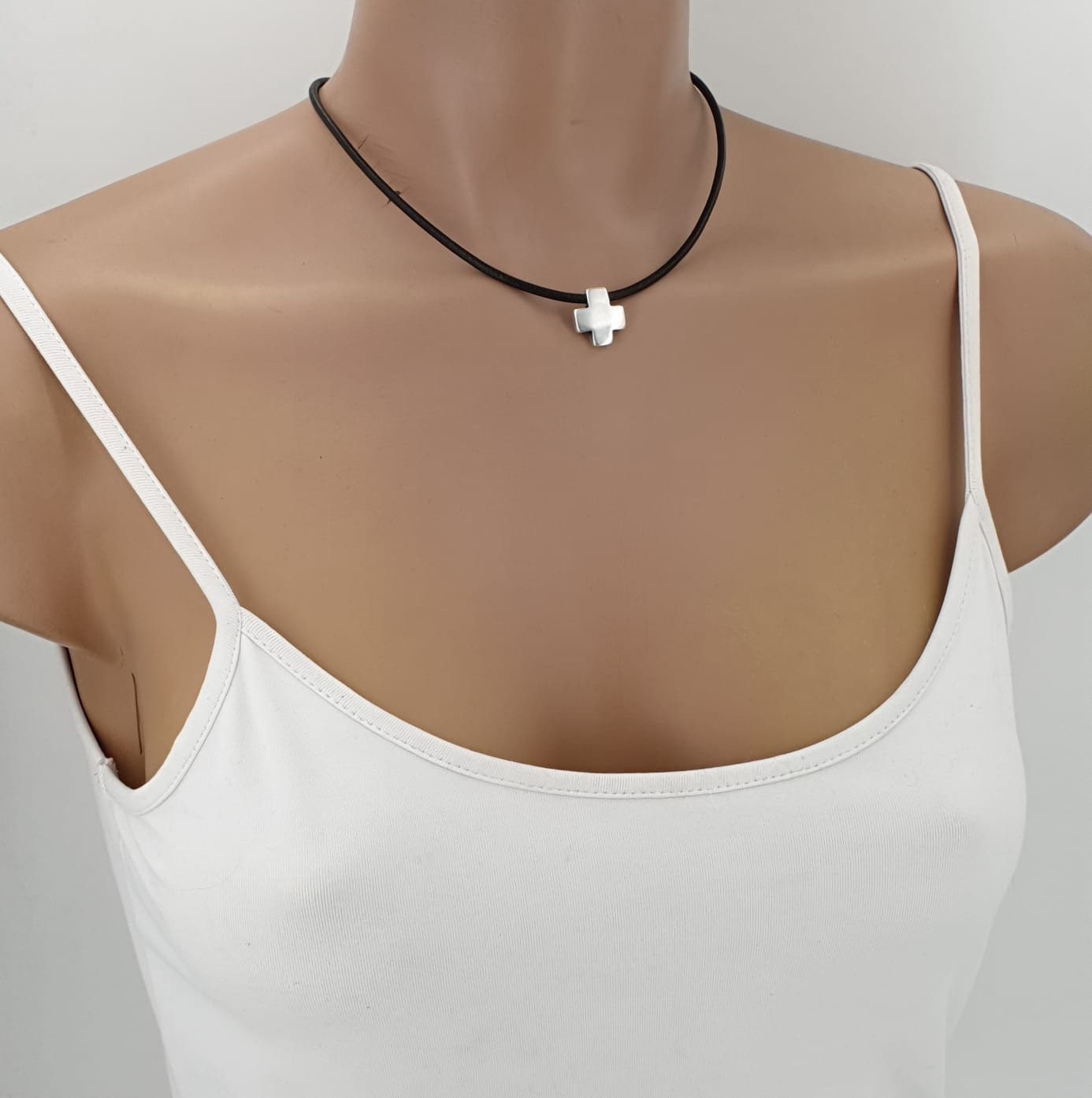 minimalist choker, cross pendant choker, leather choker, gothic choker, boho choker, rock style choker,  style, punk choker, gift