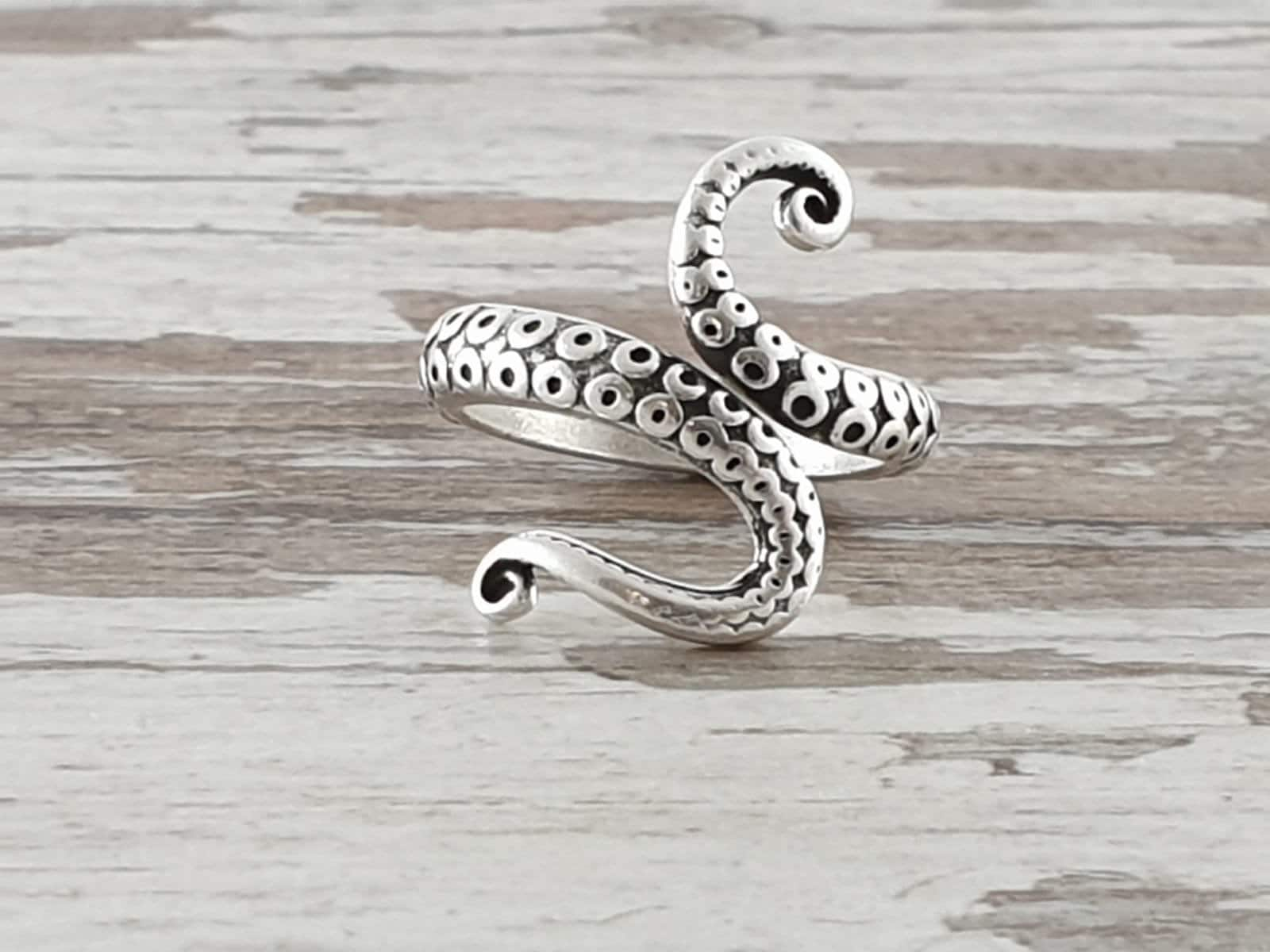 chunky silver ring, bohemian ring, silver ring, octopus ring, boho ring, gold ring, modern ring, original ring, kraken ring, statement ring