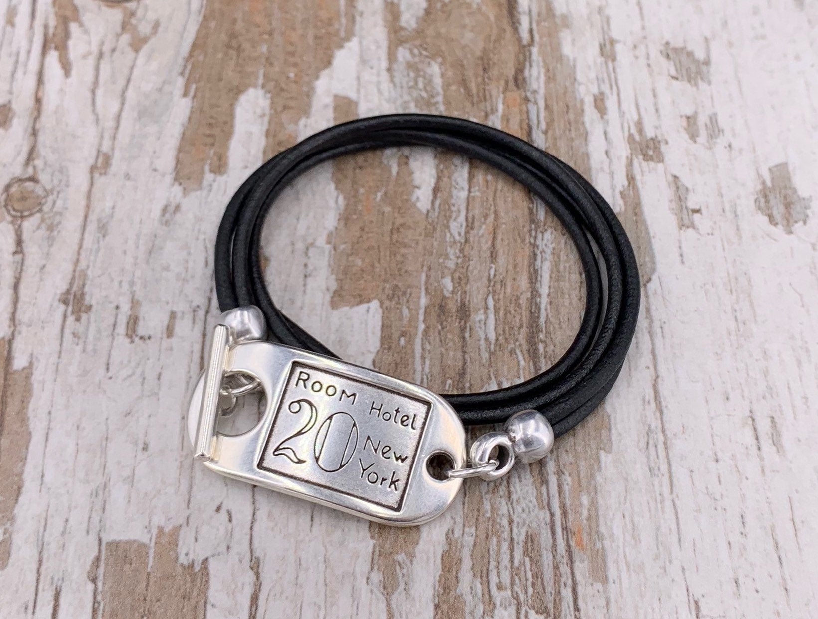 T clasp leather bracelet , ID tag toggle bracelet, bohemian leather bracelet, wrap bracelet , chunky silver bracelet, statement bracelet