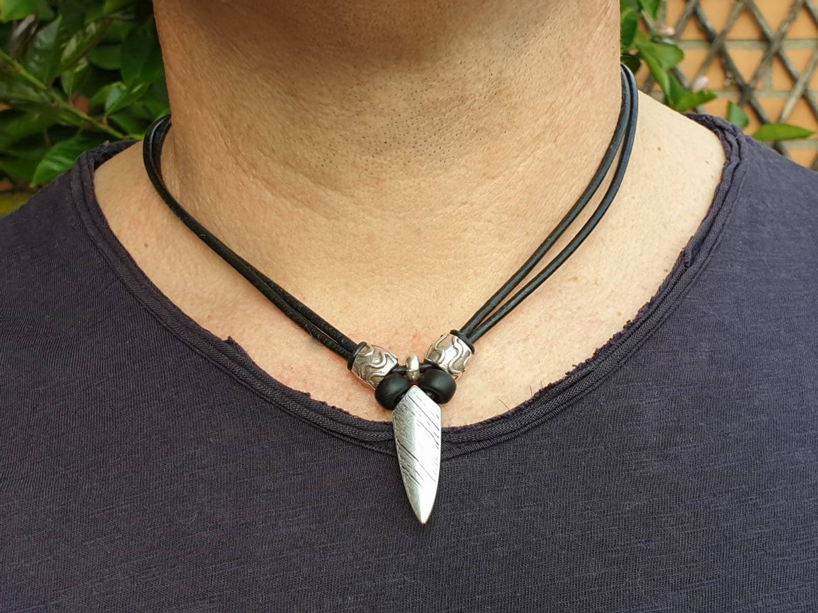 Leather necklace for men, surfers necklace, masculine and virile necklace, hippie necklace, man necklace, gift for boyfriend, masculine