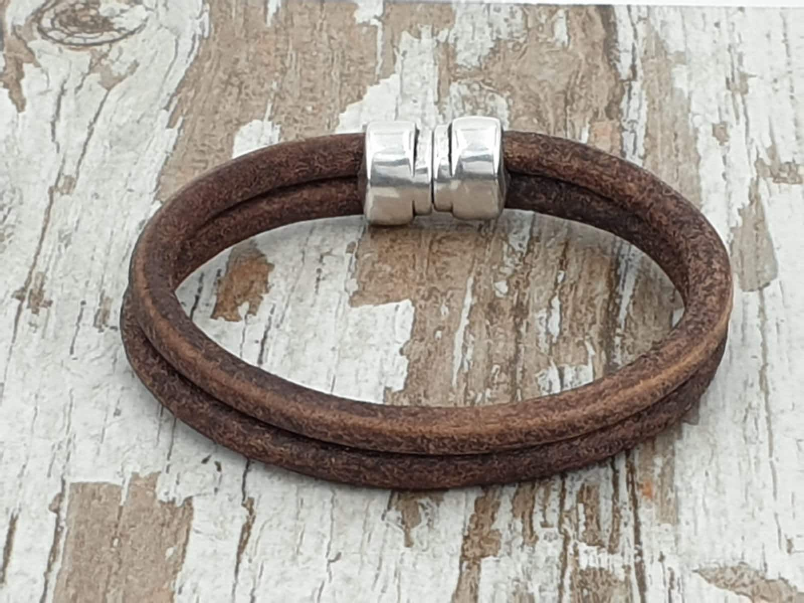 leather bracelet for men, silver bracelet, silver beads bracelet, surf bracelet, rock bracelet,