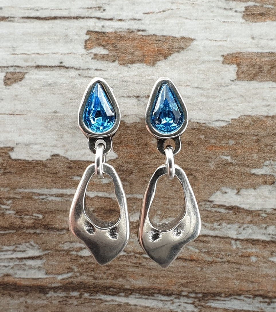 Pendientes elegantes de plata caída y cristal de Swarovski, pendientes de cristal llamativos, pendientes llamativos y coloridos, joyería