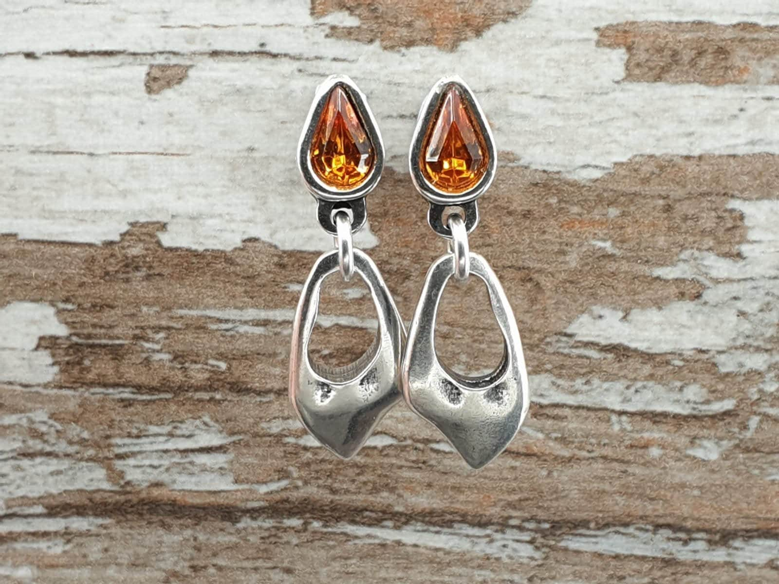 Woman Boho silver and crystal earrings, swarovski  earrings,   earrings, spanish zamak, leaf earrings,