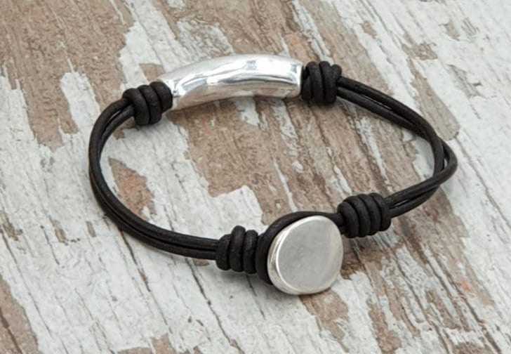 boho leather bracelet, silver bracelet, leather bracelet, leather jewelry, hippie bracelet, tribal bracelet,  style, cord bracelet