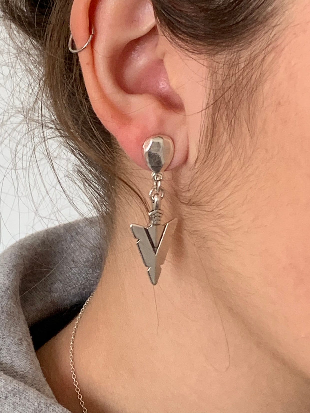 Silver tribal earrings, arrow earrings, bohemian earrings, dangle earrings, dropped earrings, ethnic earrings, gift for her, hippie earrings