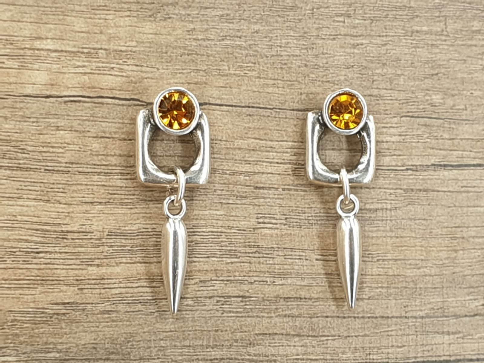 Pendientes mujer plata y cristal, pendientes swarovski, pendientes plata, pendientes corazón plata y cristal, zamak español,