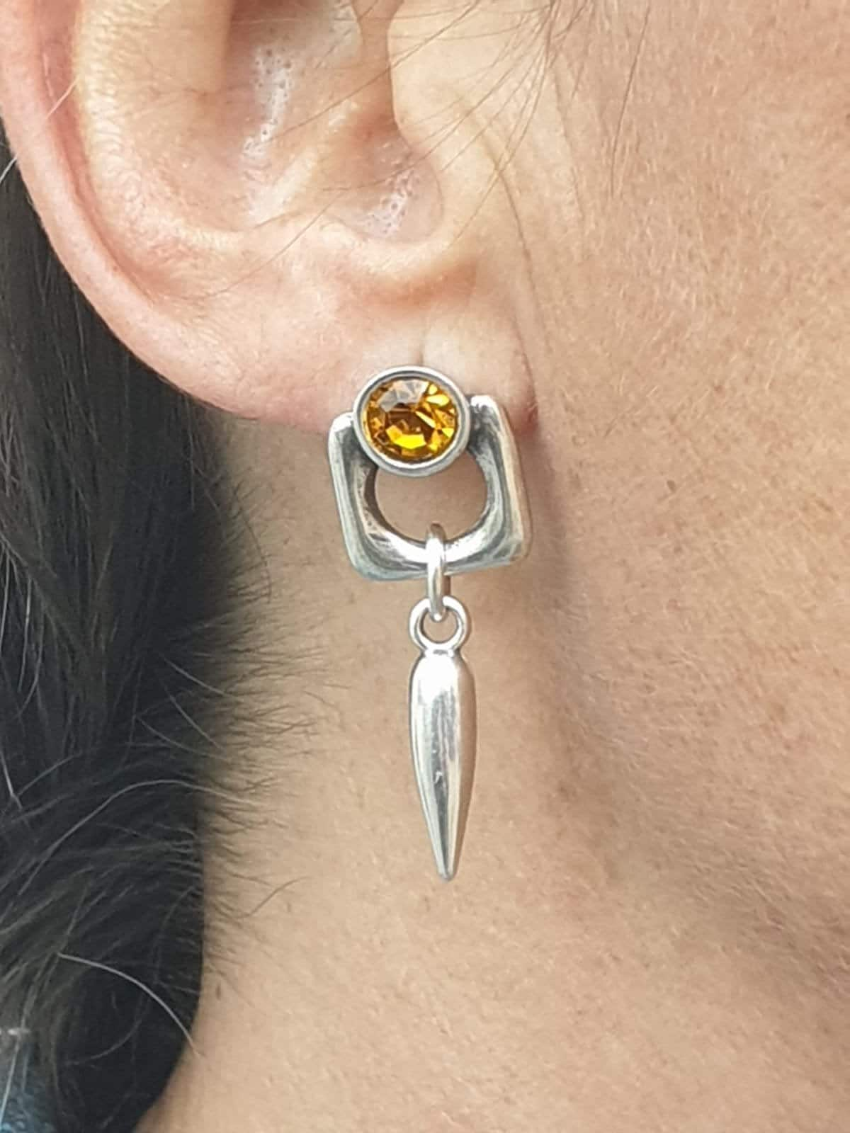 Pendientes mujer plata y cristal, pendientes swarovski, pendientes plata, pendientes corazón plata y cristal, zamak español,