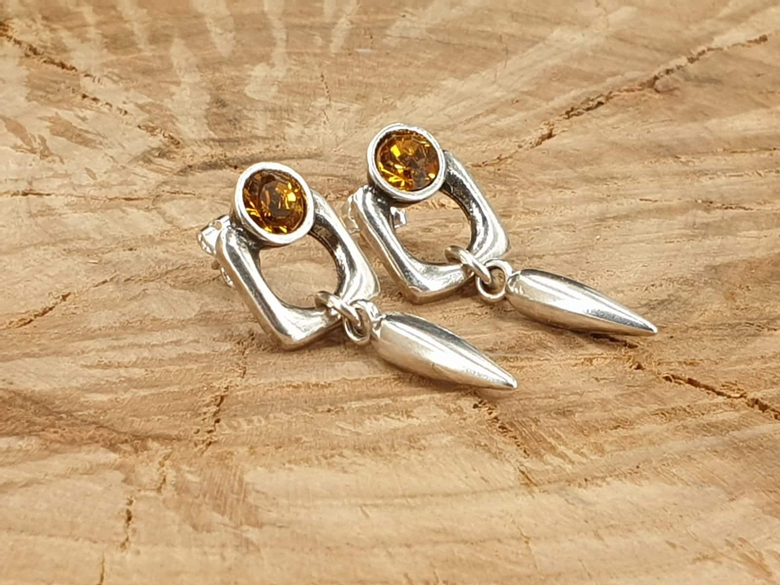 Pendientes mujer plata y cristal, pendientes swarovski, pendientes plata, pendientes corazón plata y cristal, zamak español,