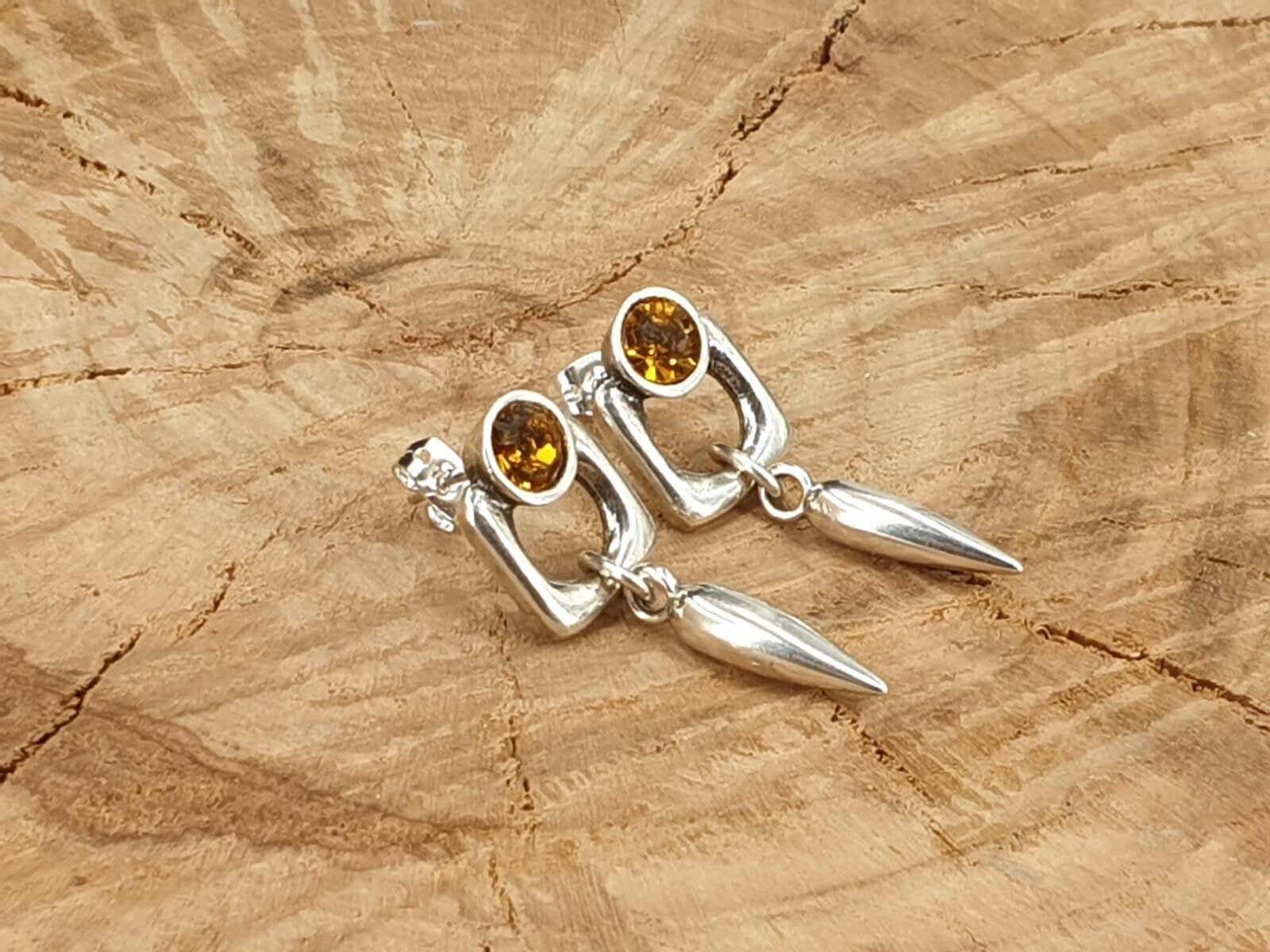 Woman silver and crystal Earrings, swarovski earrings, silver earrings, heart silver and Cristal earrings, spanish zamak,