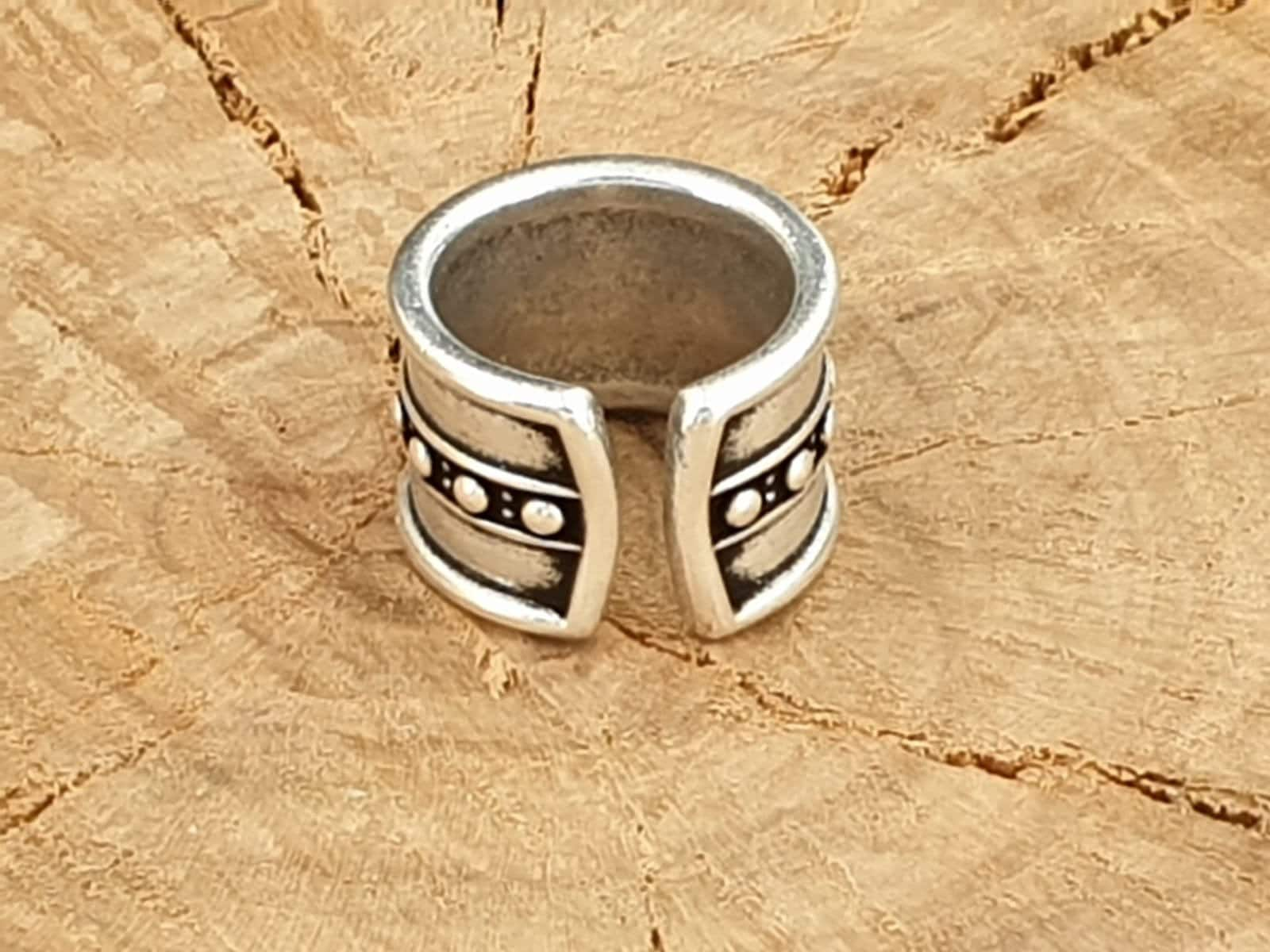 Anillo grueso, anillo boho de plata, anillo de plata boho grabado, anillo de plata de banda abierta, anillo de declaración,