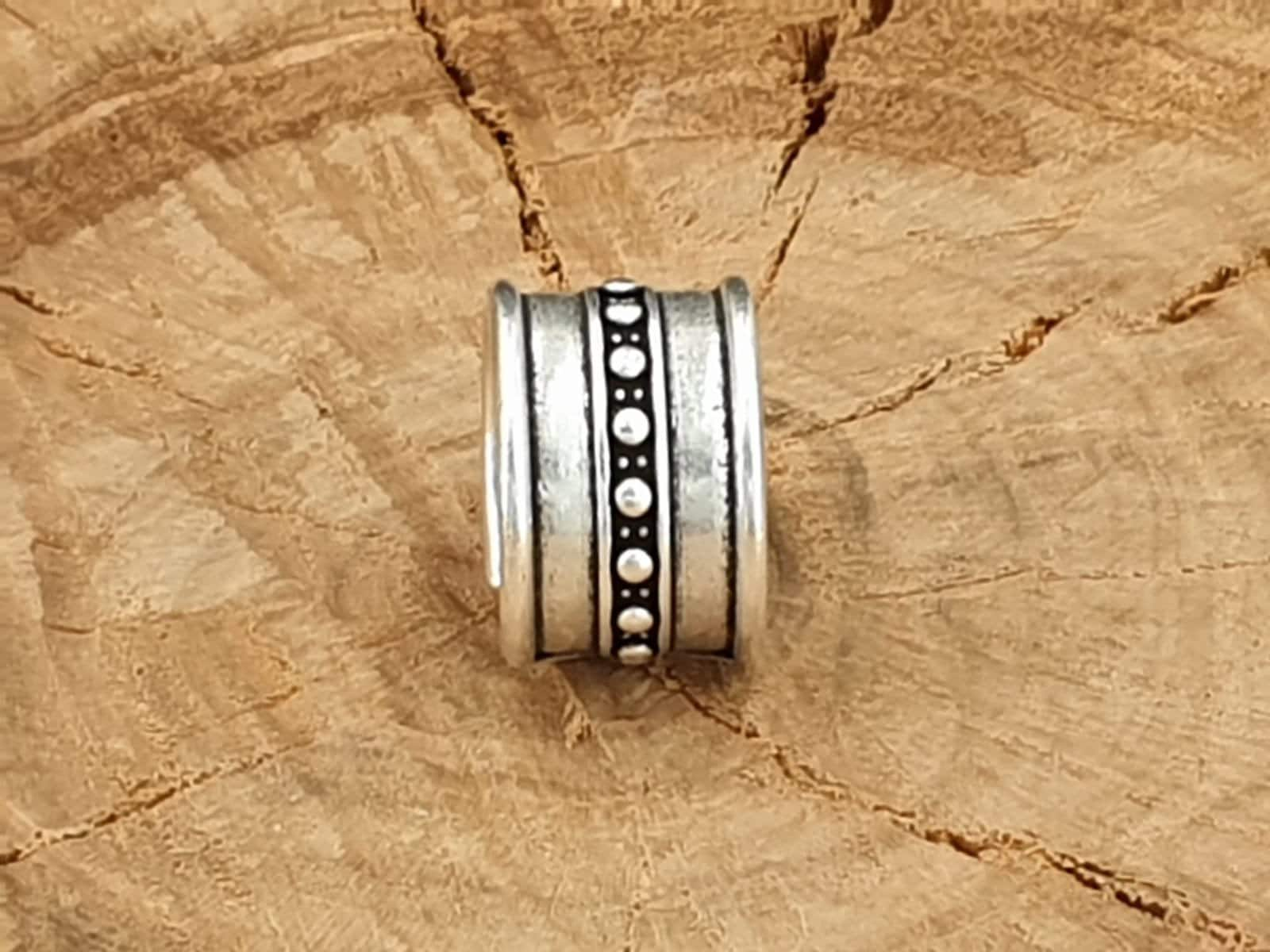 Anillo grueso, anillo boho de plata, anillo de plata boho grabado, anillo de plata de banda abierta, anillo de declaración,