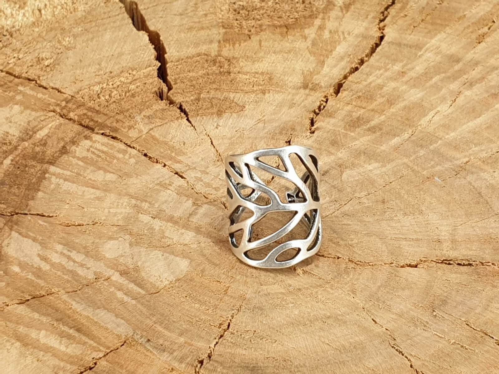 50 Leaf ring, adjustable boho silver ring, boho silver ring, nature boho rings, chunky ring, statement ring, bohemian ring, Uno de 50 style