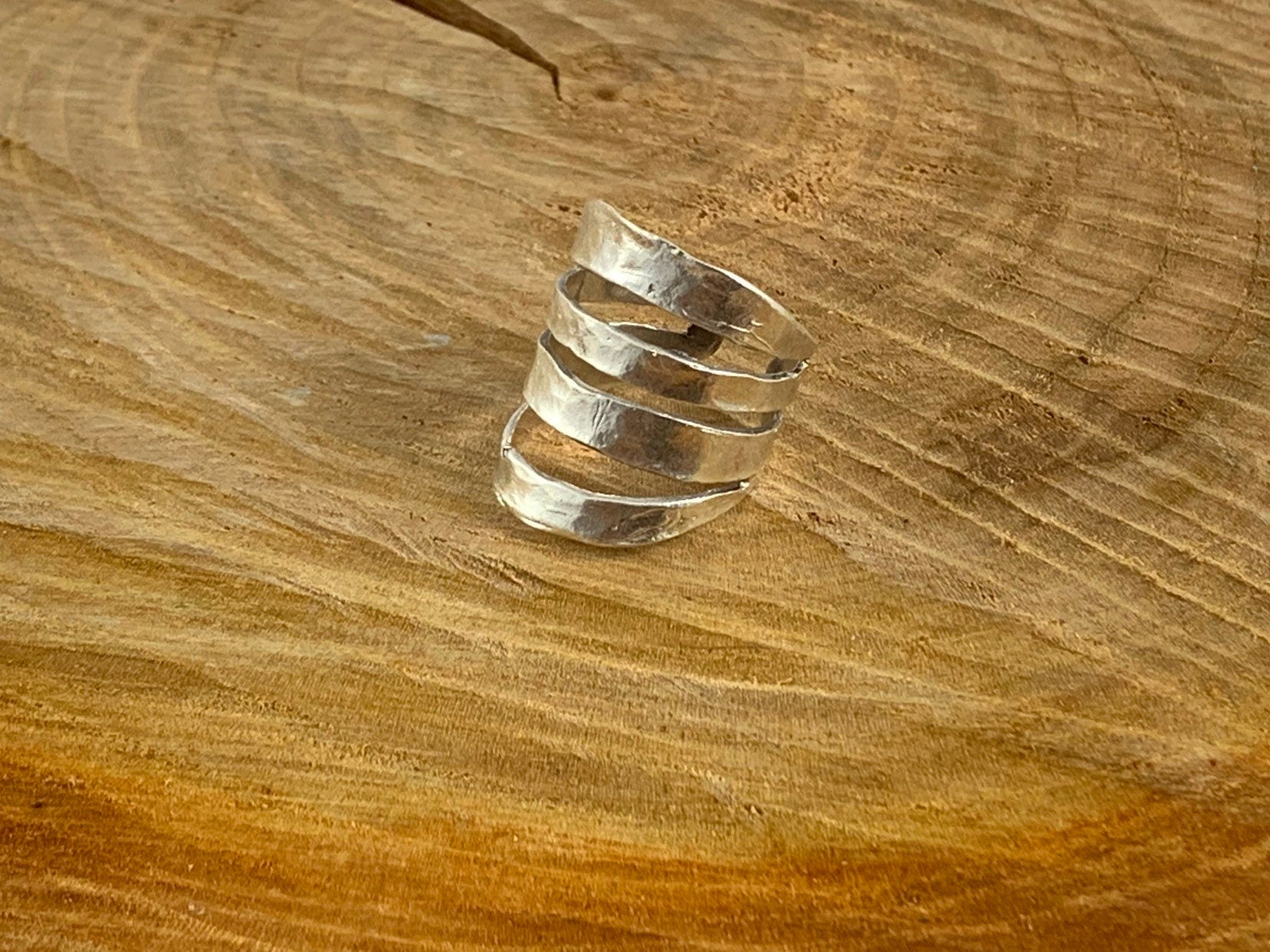 Anillo de declaración, anillo grueso, anillo de barras paralelas, anillo de múltiples hilos, anillo boho, anillo de plata boho, anillos de gran tamaño,