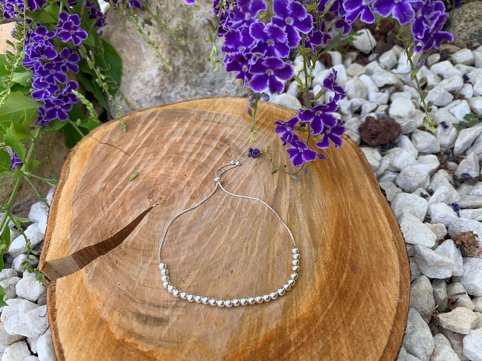 Boho sterling silver beaded bracelet, minimalist beads bracelet, dainty beads bracelet, silver bracelet, boho jewelry, delicate bracelet