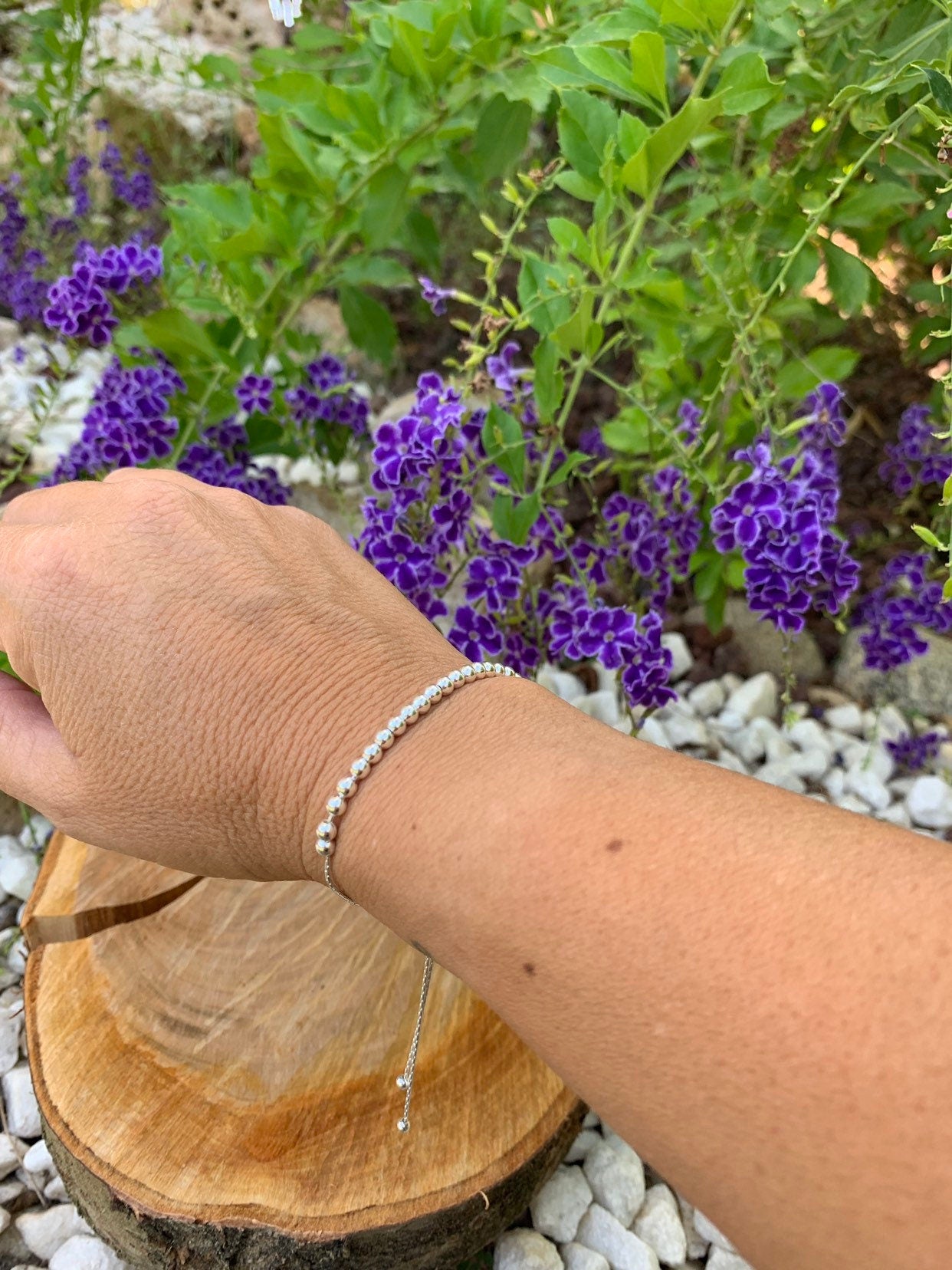 Boho sterling silver beaded bracelet, minimalist beads bracelet, dainty beads bracelet, silver bracelet, boho jewelry, delicate bracelet