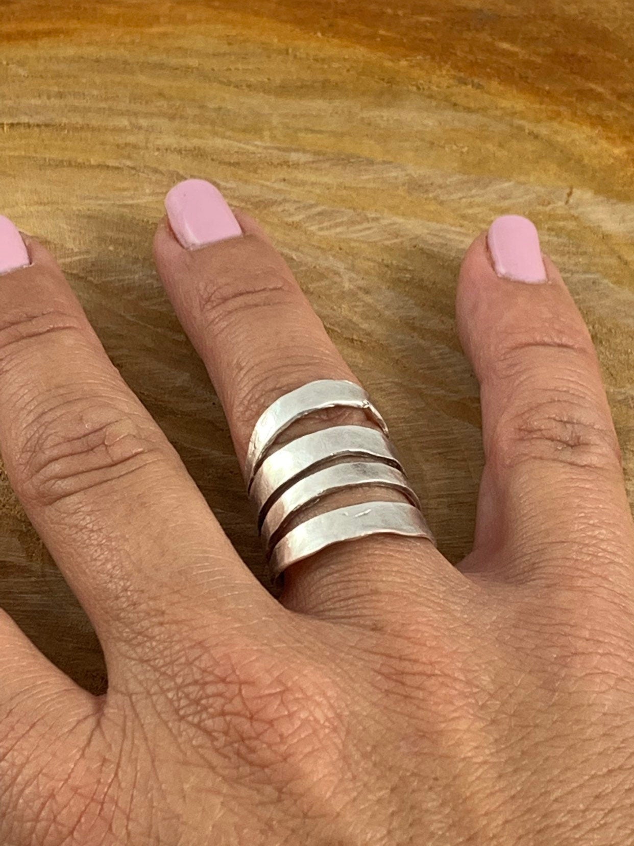 Anillo de declaración, anillo grueso, anillo de barras paralelas, anillo de múltiples hilos, anillo boho, anillo de plata boho, anillos de gran tamaño,