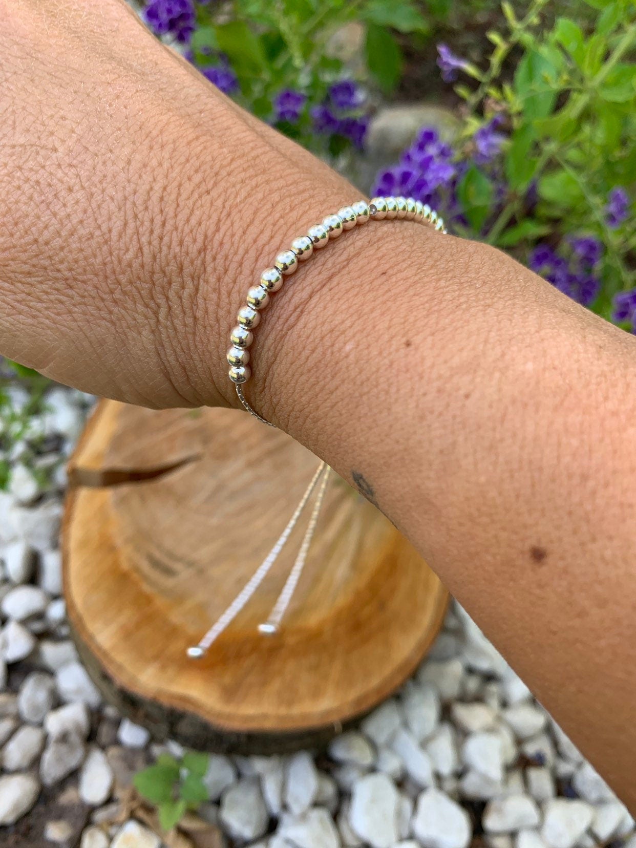 Boho sterling silver beaded bracelet, minimalist beads bracelet, dainty beads bracelet, silver bracelet, boho jewelry, delicate bracelet