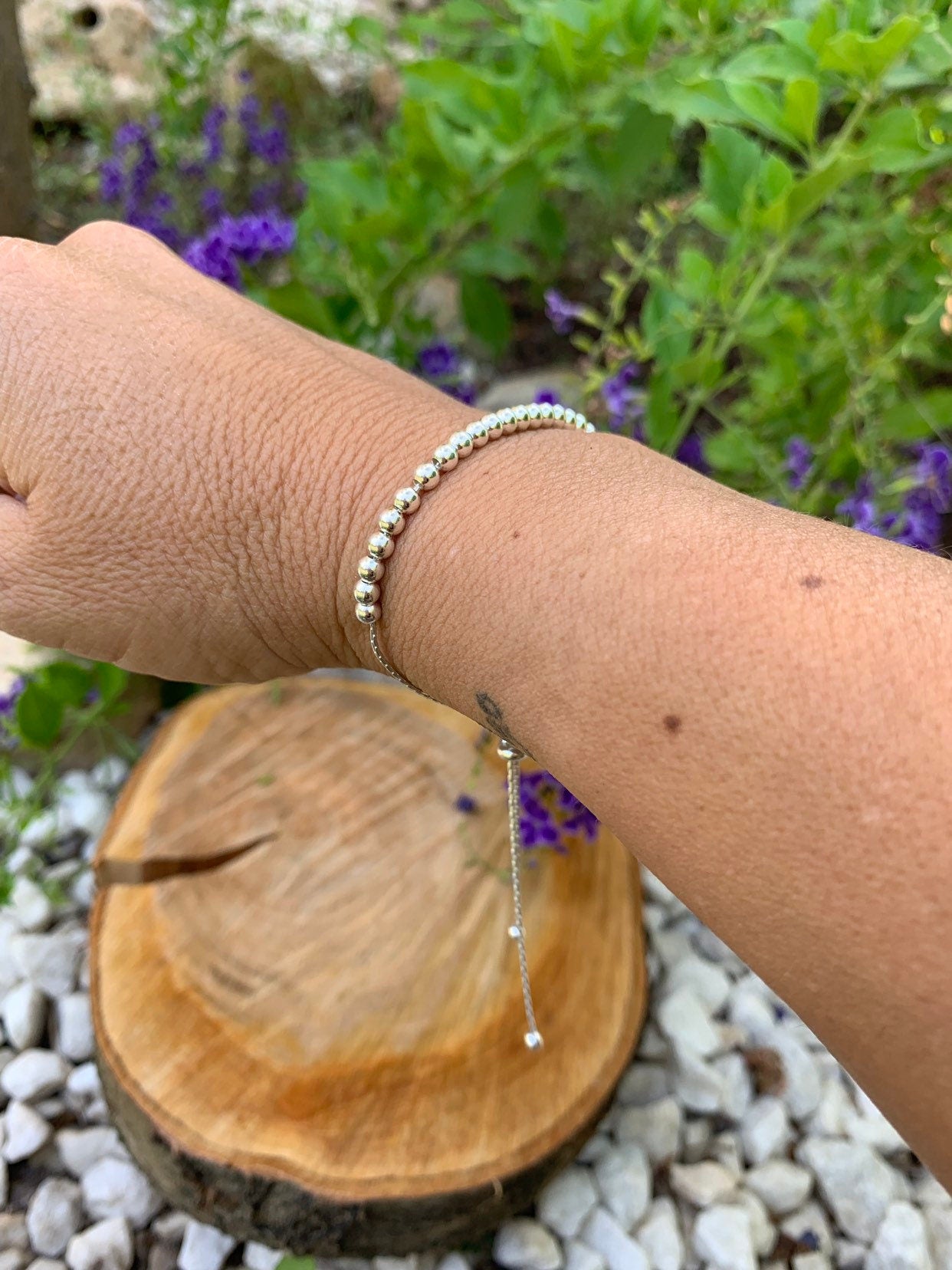 Boho sterling silver beaded bracelet, minimalist beads bracelet, dainty beads bracelet, silver bracelet, boho jewelry, delicate bracelet