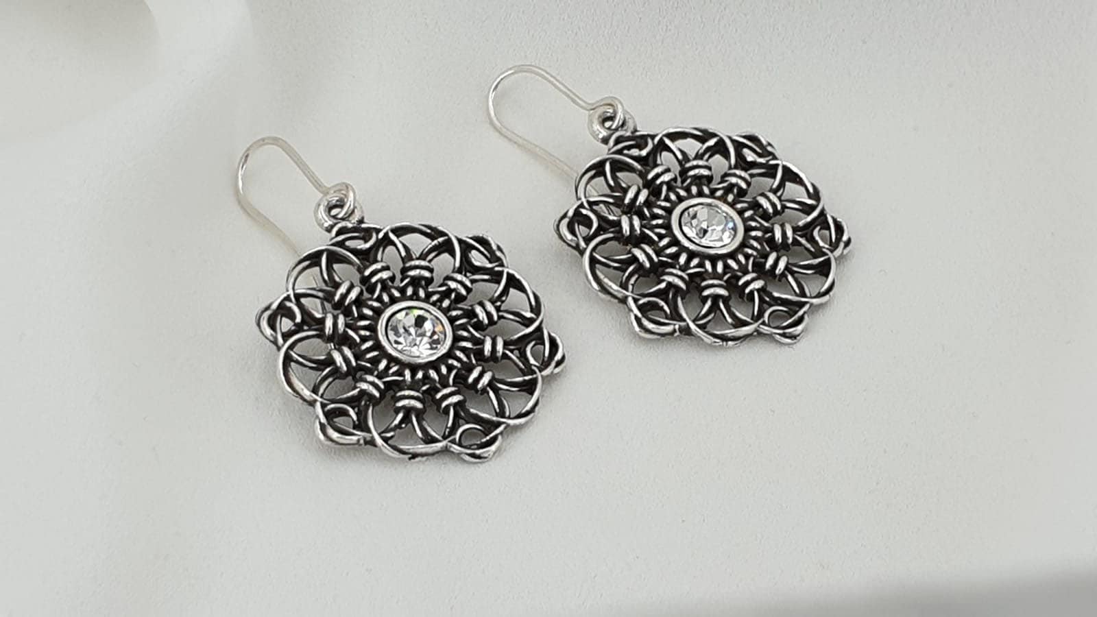 Pendientes plata tallada en plata, pendientes mandala, pendientes colgantes, pendientes boho tribales étnicos, pendientes hippie, pendiente gota, pendientes largos