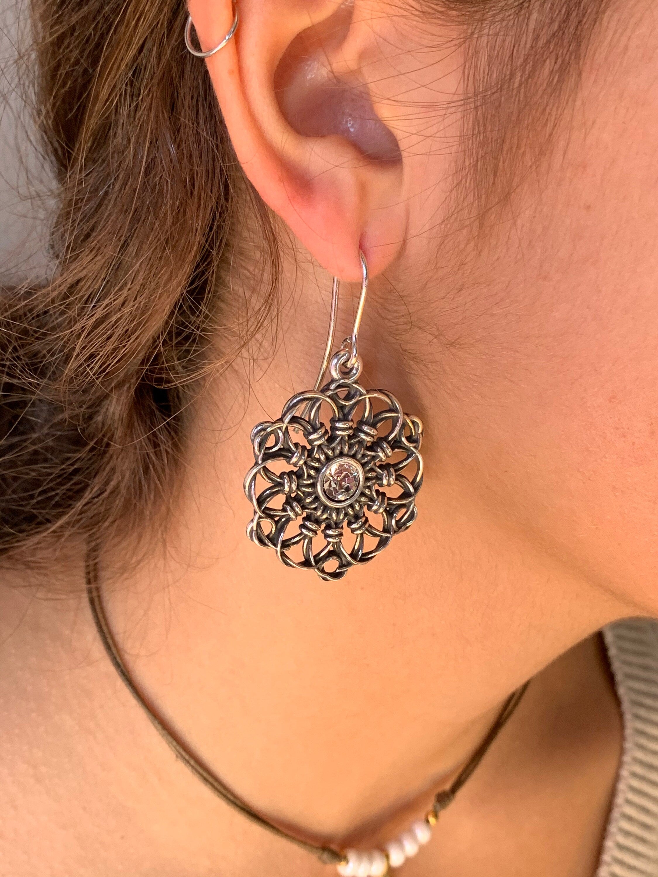 carved silver earrings, half moon earrings, dangle earrings, ethnic tribal boho earrings, hippie earrings, dropped earring, long earrings