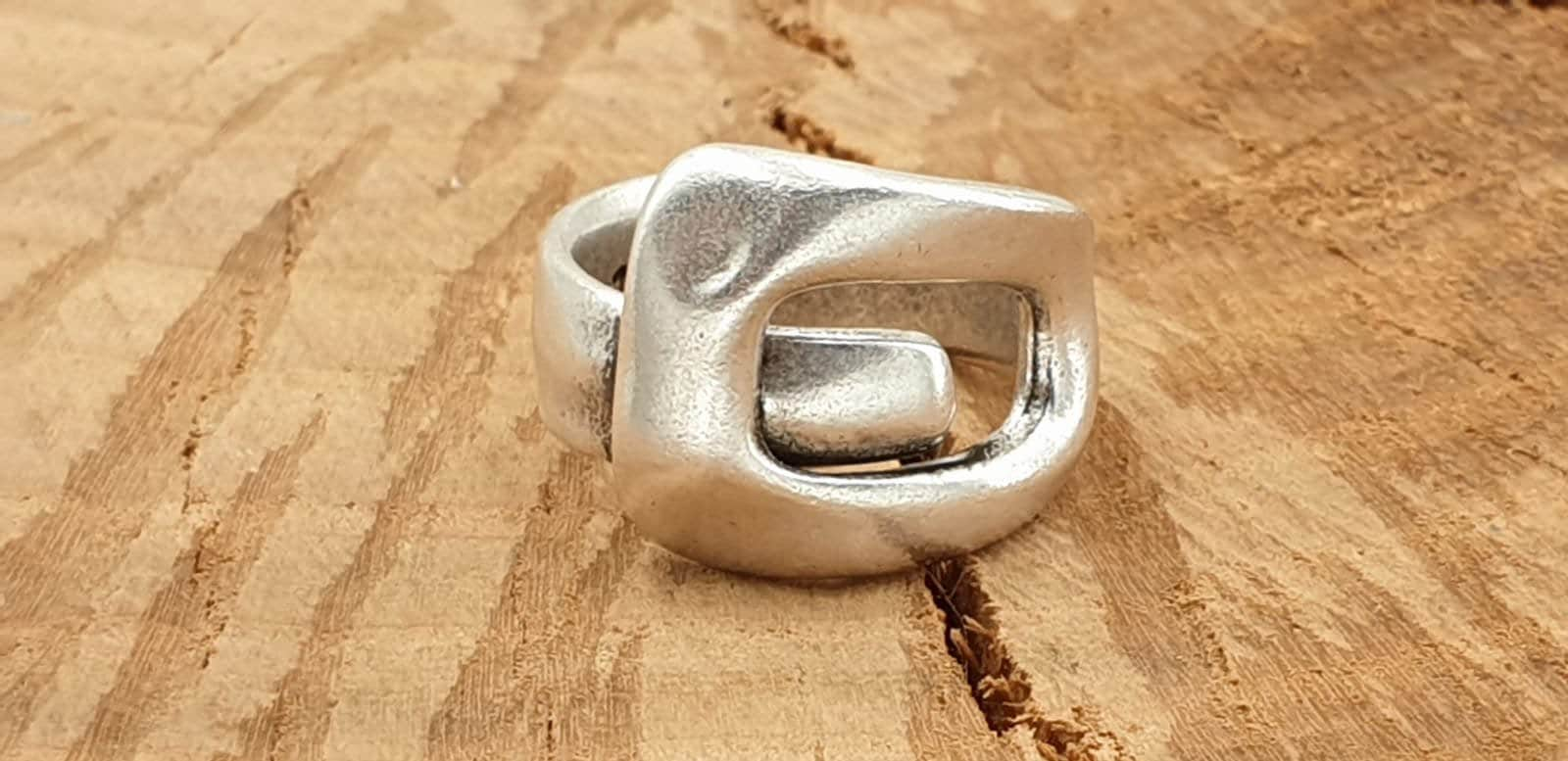 Anillo grueso, anillo boho de plata, anillo de plata boho grabado, anillo de plata de banda abierta, anillo de declaración,