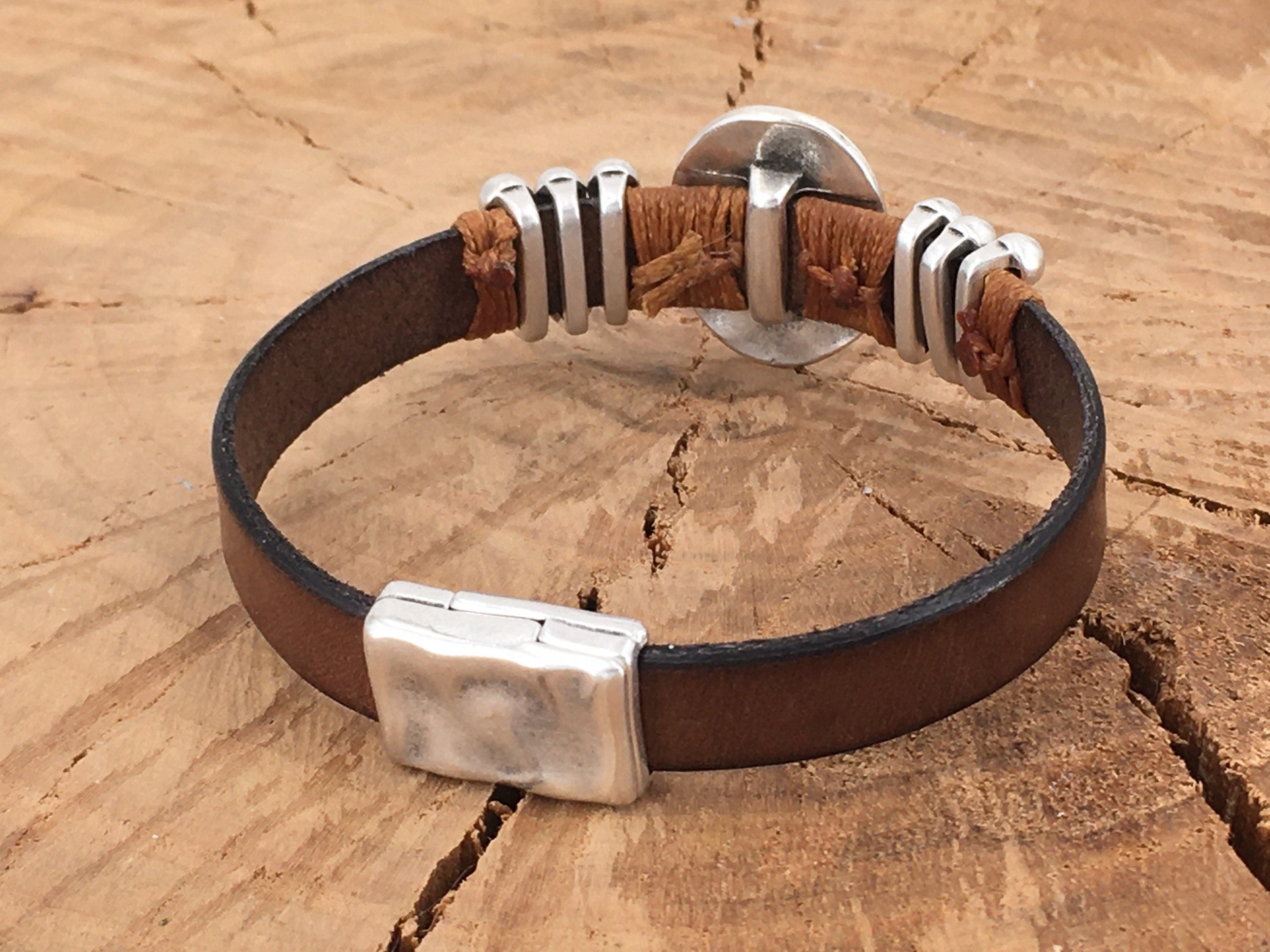 Boho leather bracelet, tribal bracelet, Tribal leather bracelet, hippie bracelet, ethnic bracelet, silver bangle, leather jewelry, boho