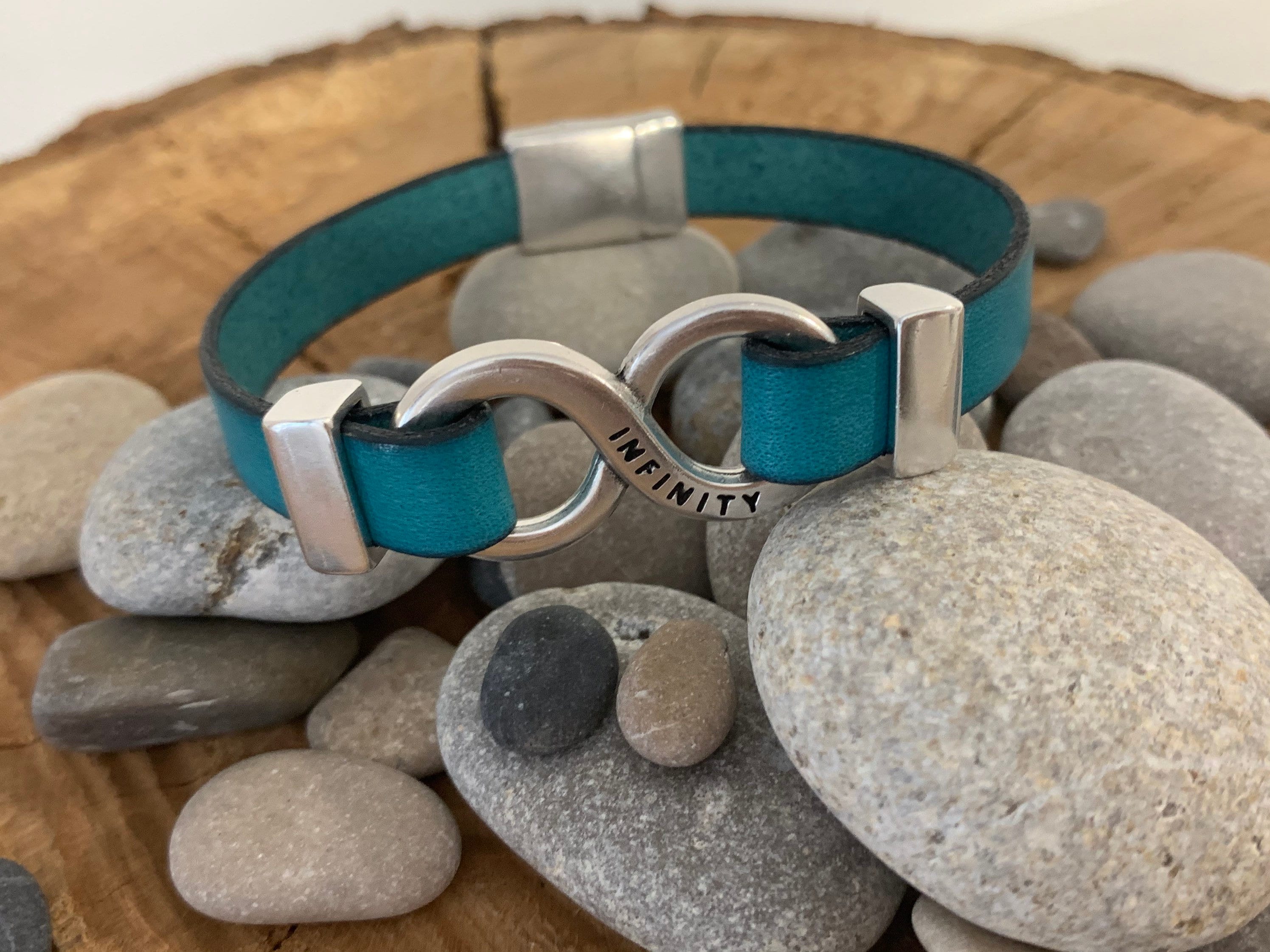 Infinity bracelet, leather bracelet for men, silver bracelet, silver and leather bracelet, surf bracelet, rock bracelet,