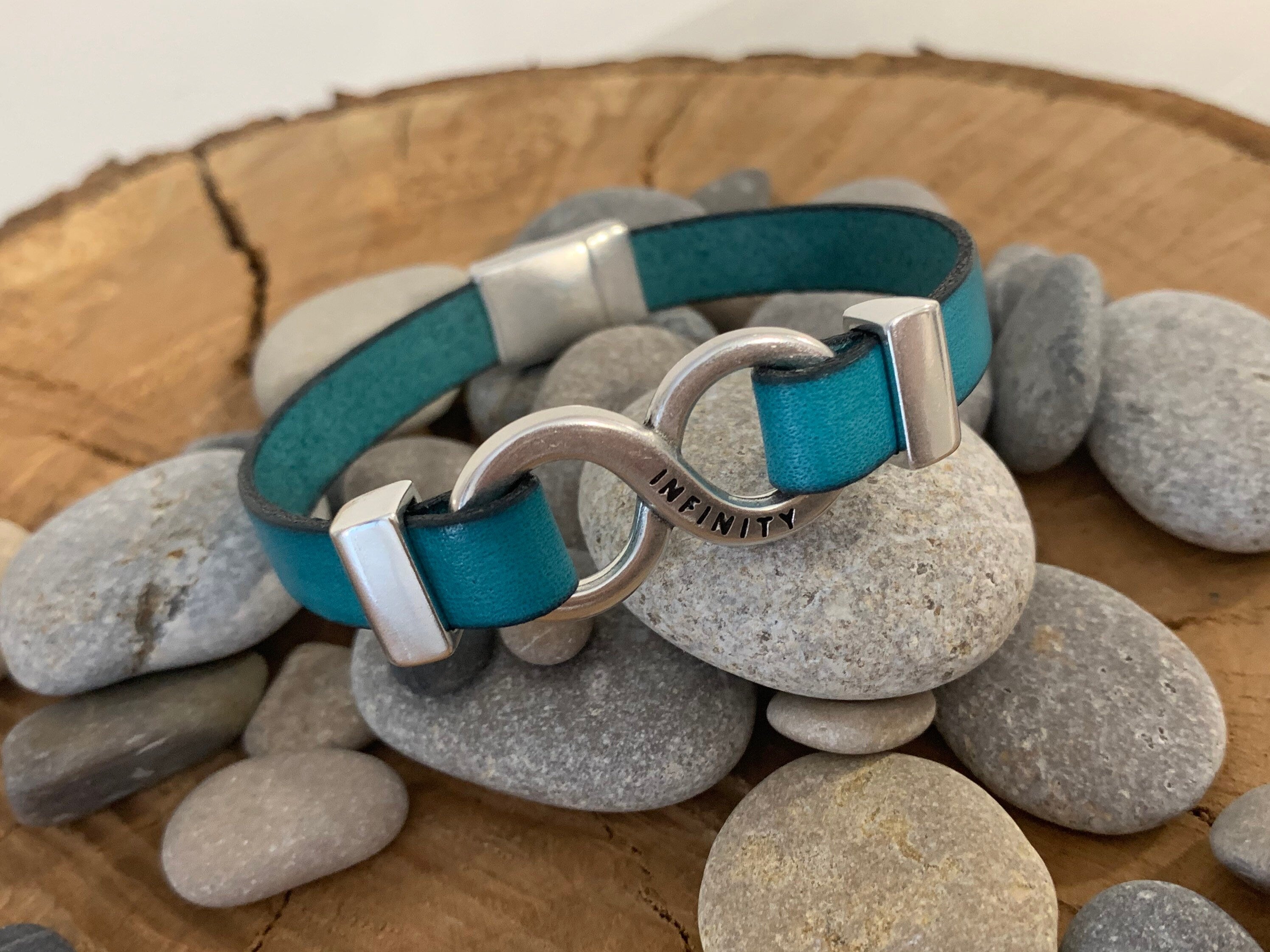 Infinity bracelet, leather bracelet for men, silver bracelet, silver and leather bracelet, surf bracelet, rock bracelet,