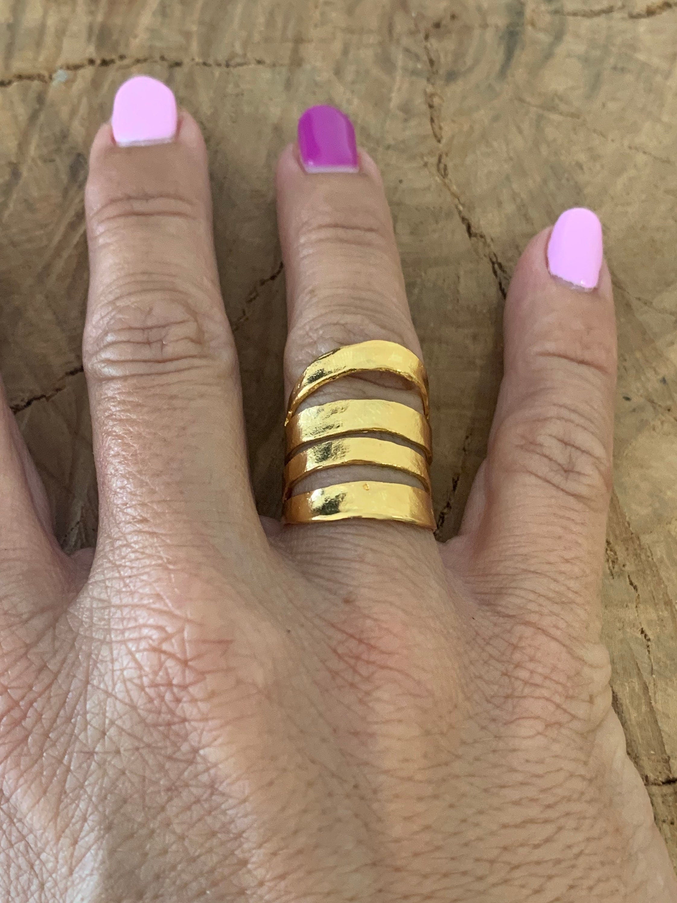 Anillo de declaración, anillo grueso, anillo de barras paralelas, anillo de múltiples hilos, anillo boho, anillo de plata boho, anillos de gran tamaño,