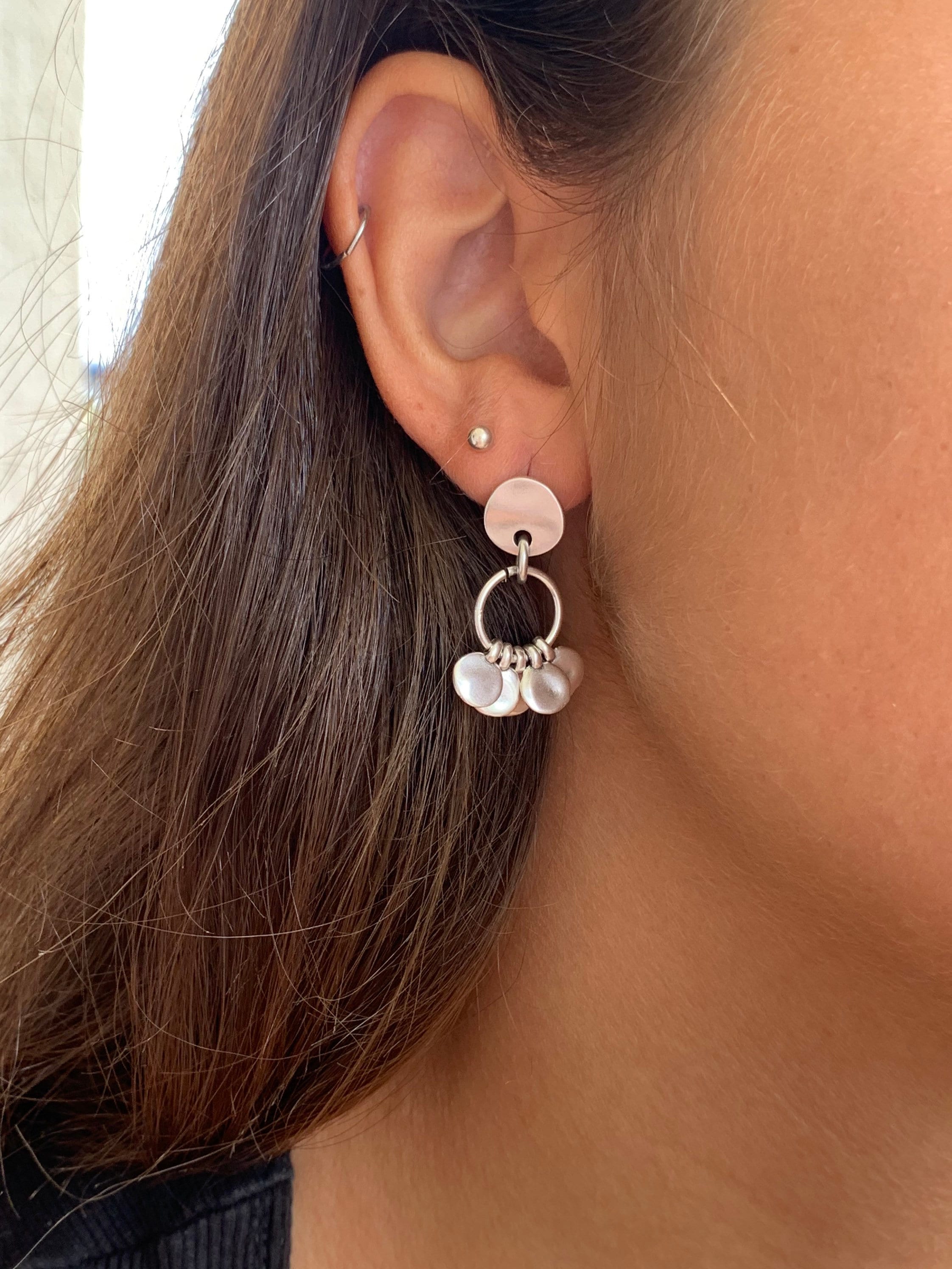 Gypsy silver hoops earrings, silver earrings, Gypsy coins earrings, little coins Earrings, tribal esrrings, ethnic Earrings,