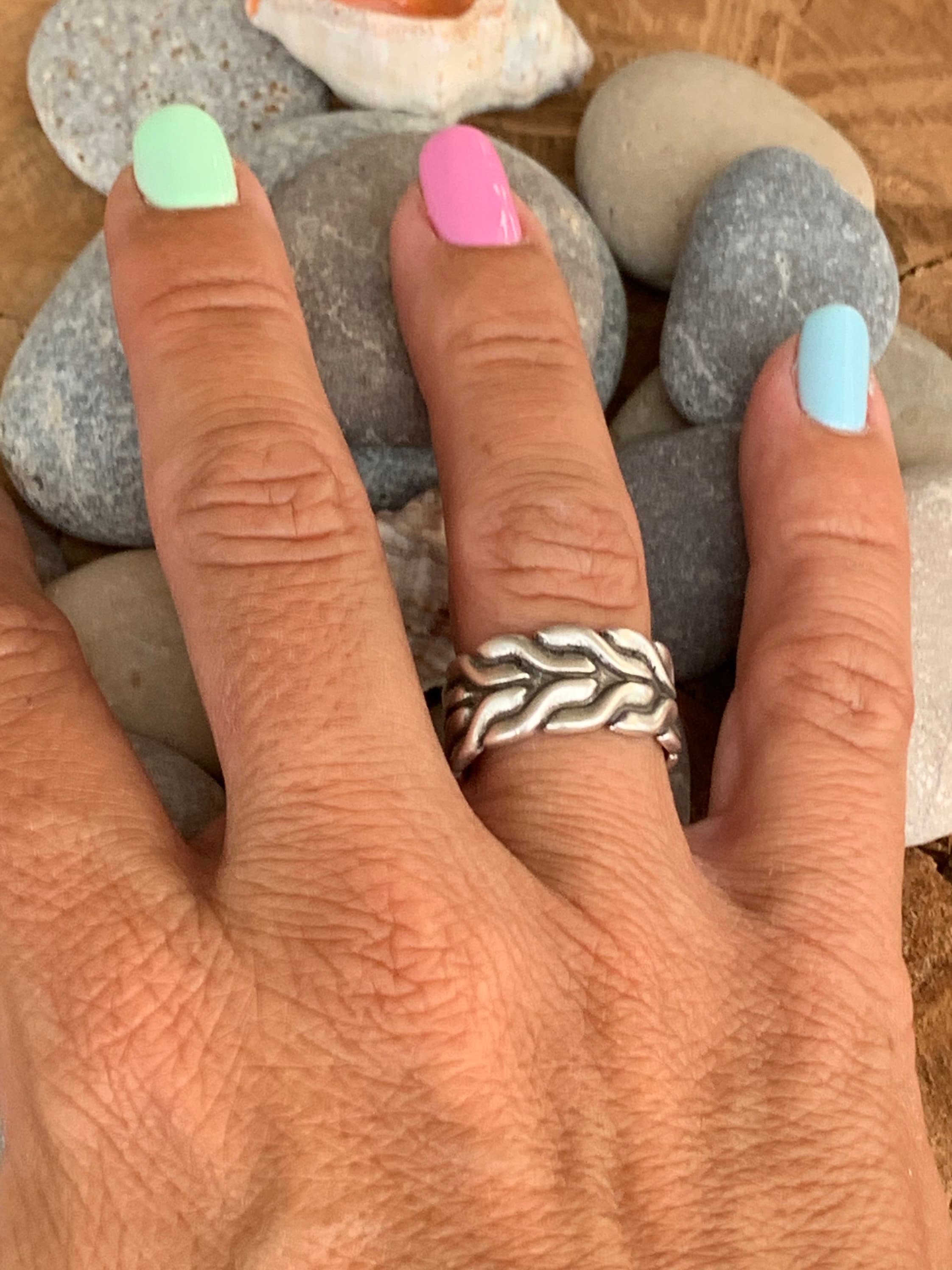 Chunky ring, Silver statement ring, engraved silver ring, twisted silver ring, Statement ring, , chain ring, rock style ring