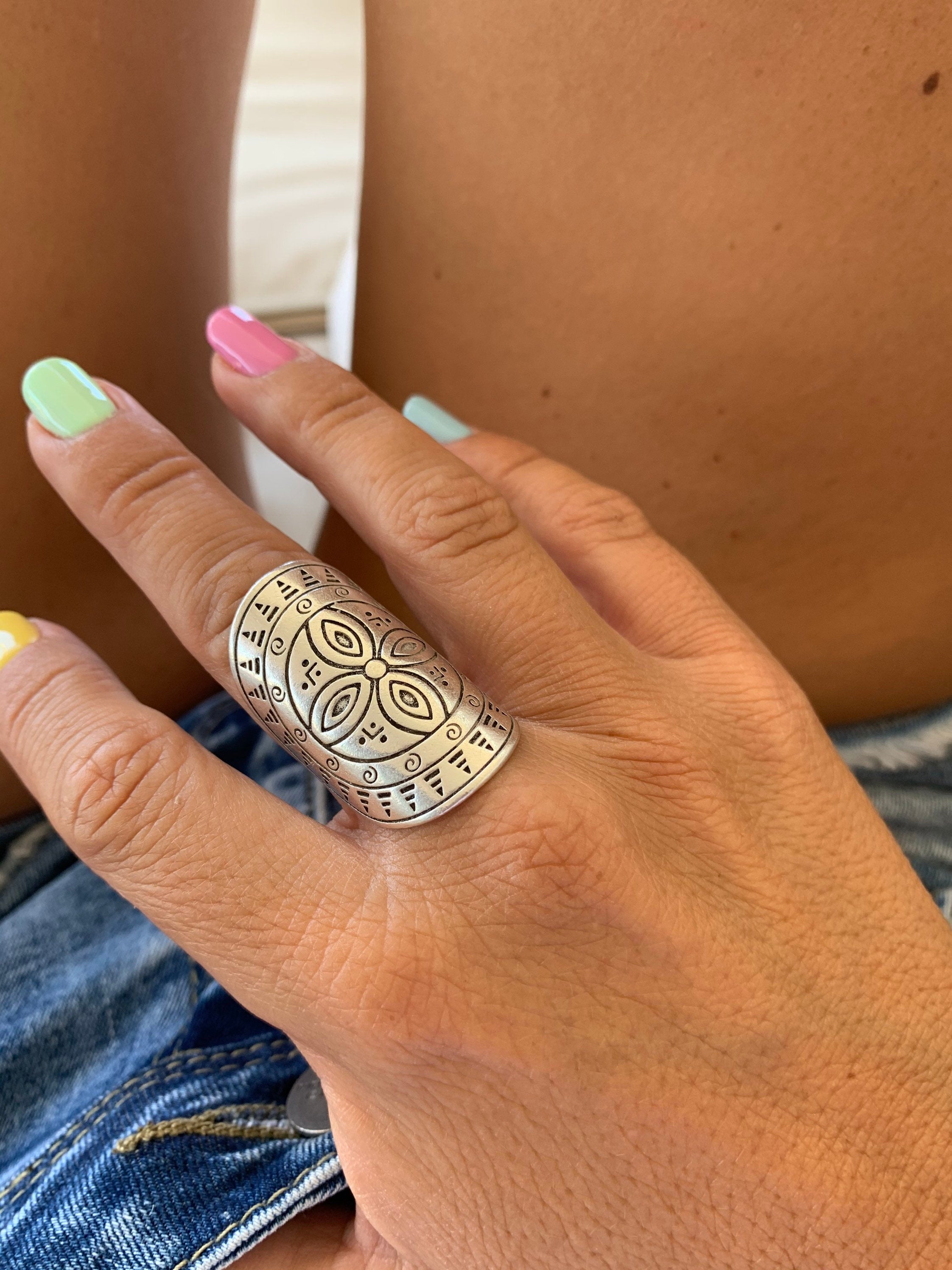 Mandala ring, chunky ring, statement ring, boho ring, oversized  ring, silver ring, statement ring, symbol ring,