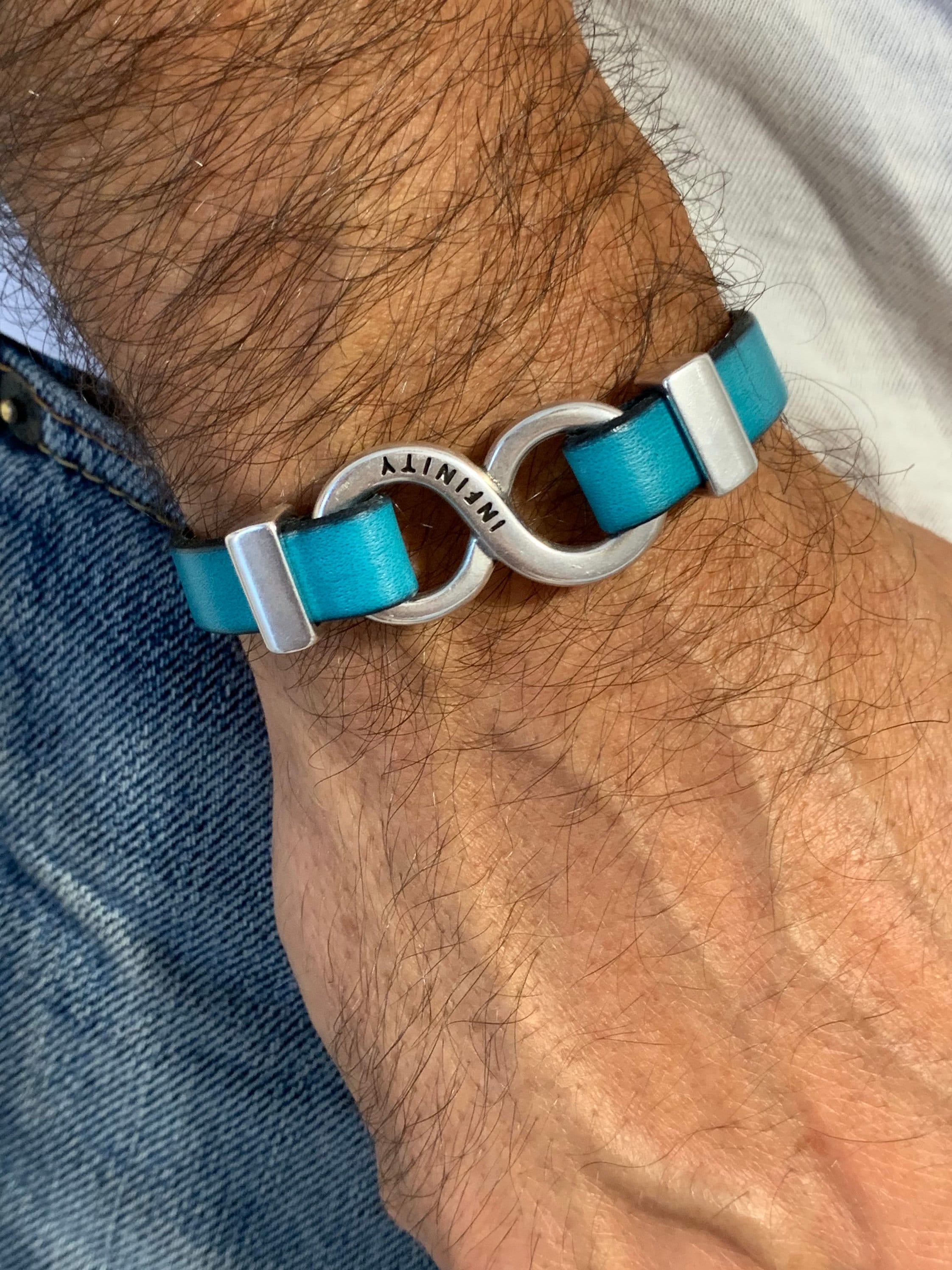 Pulsera infinito, pulsera de cuero para hombre, pulsera de plata, pulsera de plata y cuero, pulsera de surf, pulsera de roca,