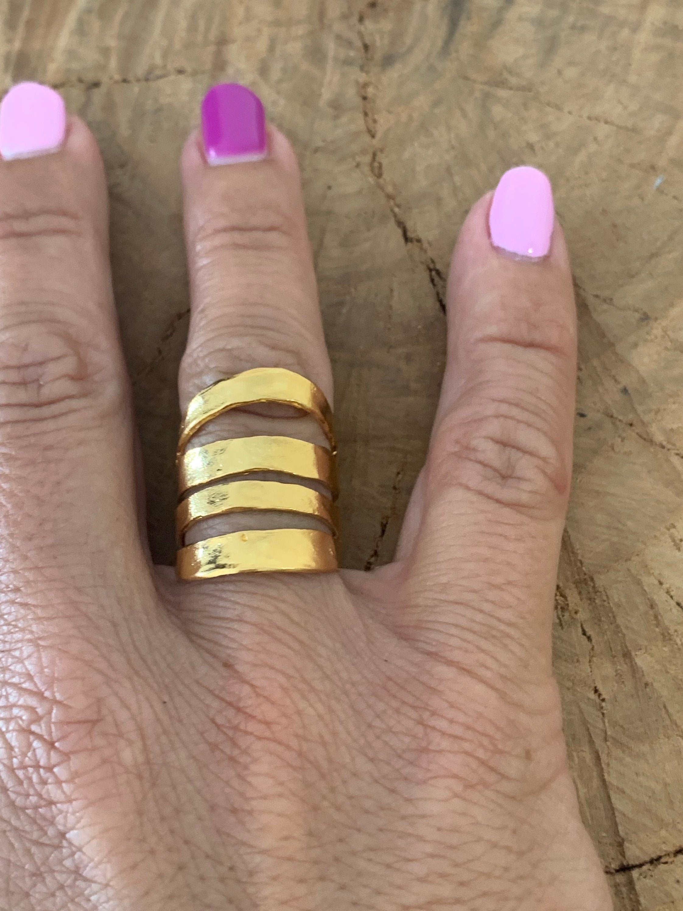 Anillo de declaración, anillo grueso, anillo de barras paralelas, anillo de múltiples hilos, anillo boho, anillo de plata boho, anillos de gran tamaño,