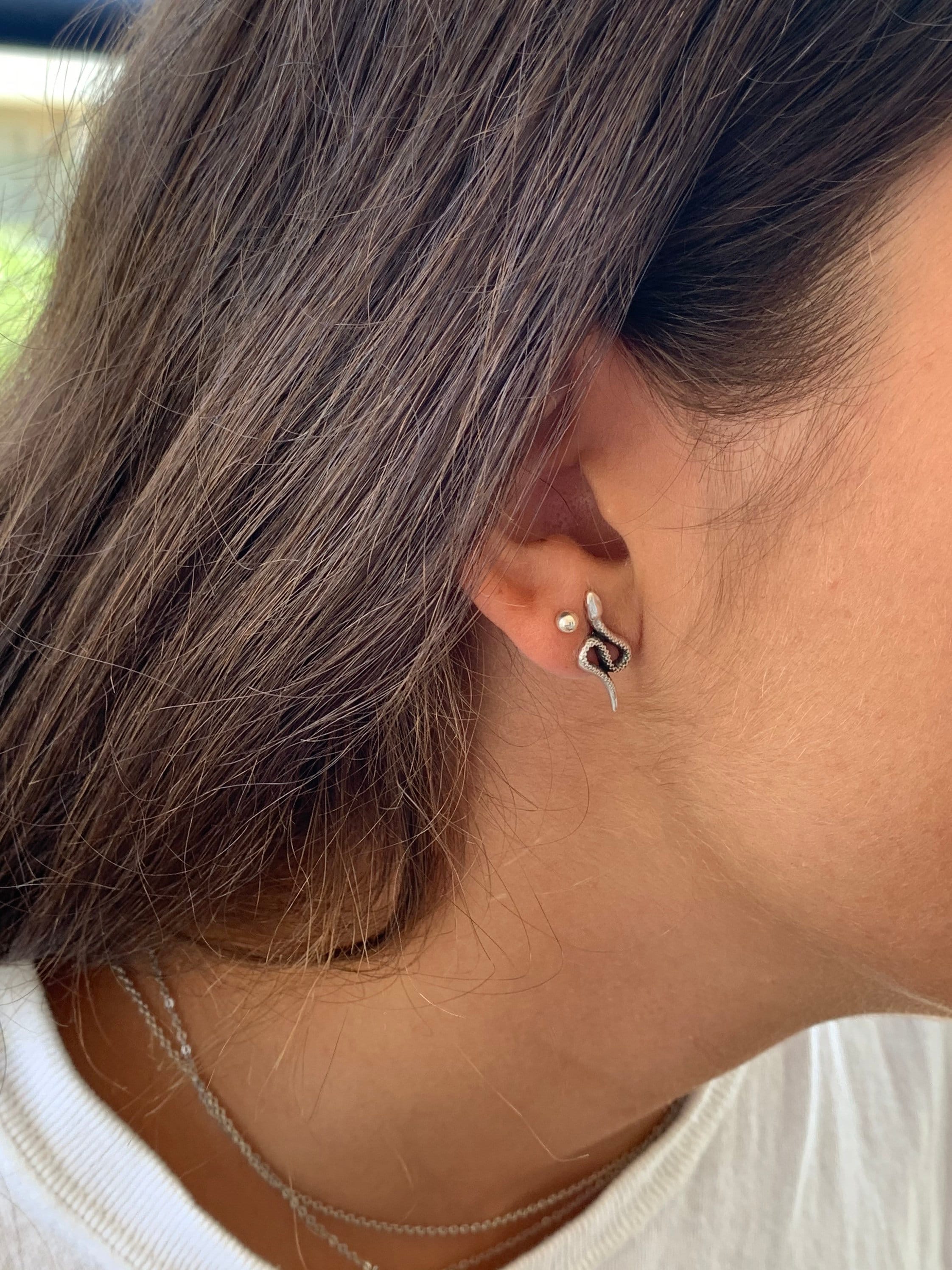 Pendientes de serpiente, pendientes de serpiente de plata, pendientes de animales, joyería de animales, pendientes de serpiente,