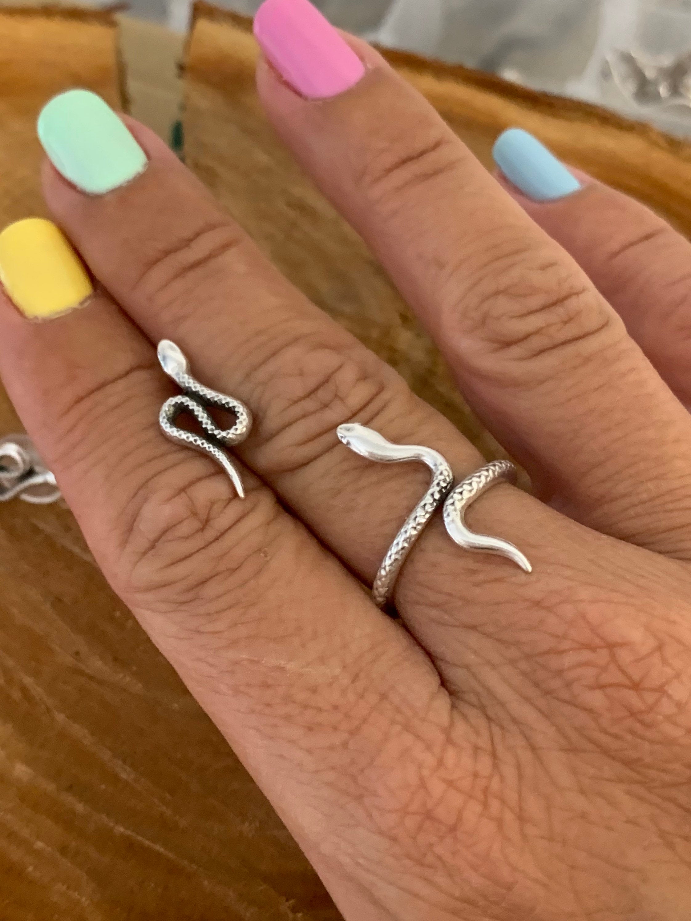 Set of Snake earrings and snake ring, silver snake earrings, snake ring, animal jewelry, serpent earrings, serpent ring