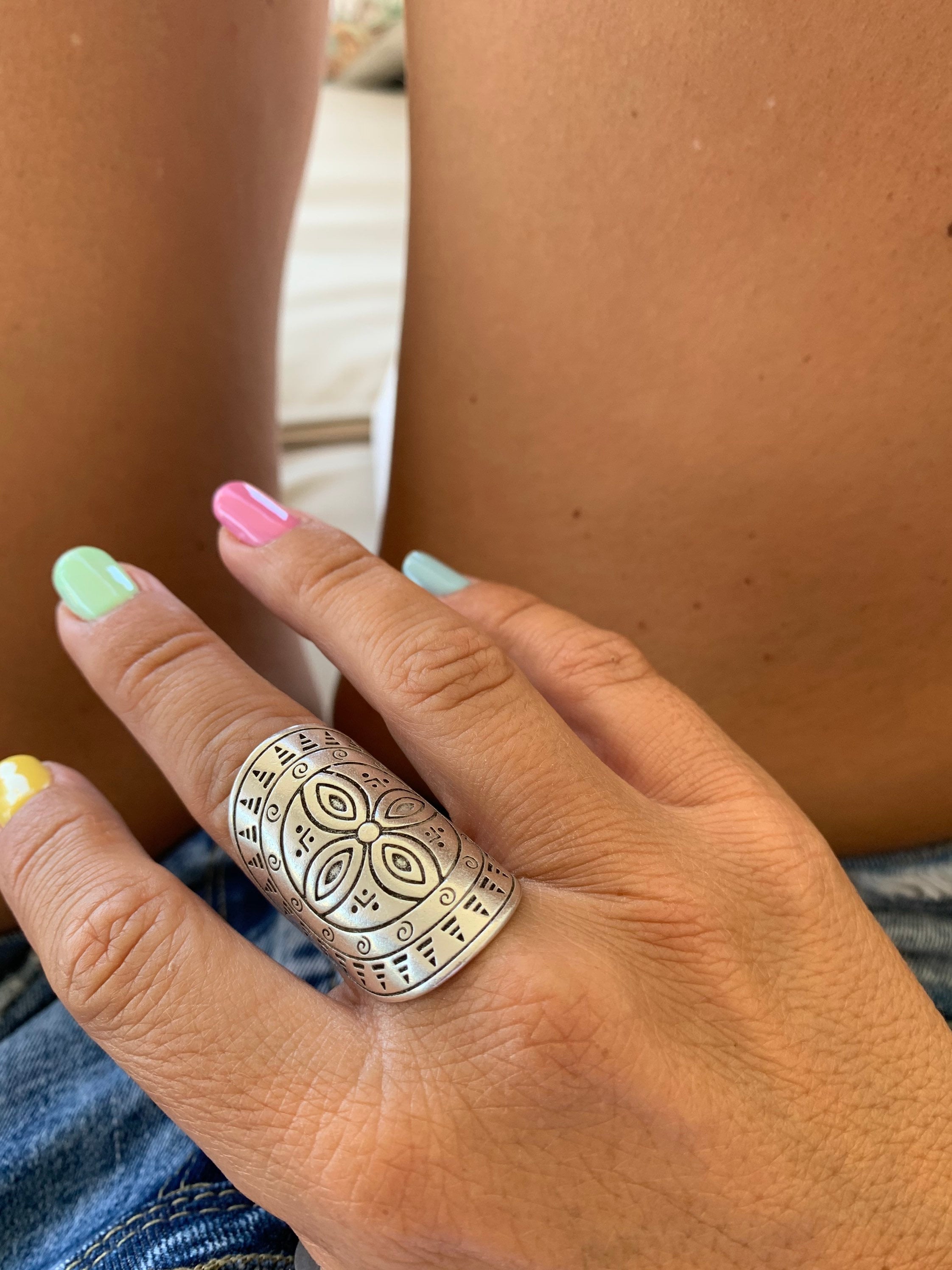 Mandala ring, chunky ring, statement ring, boho ring, oversized  ring, silver ring, statement ring, symbol ring,